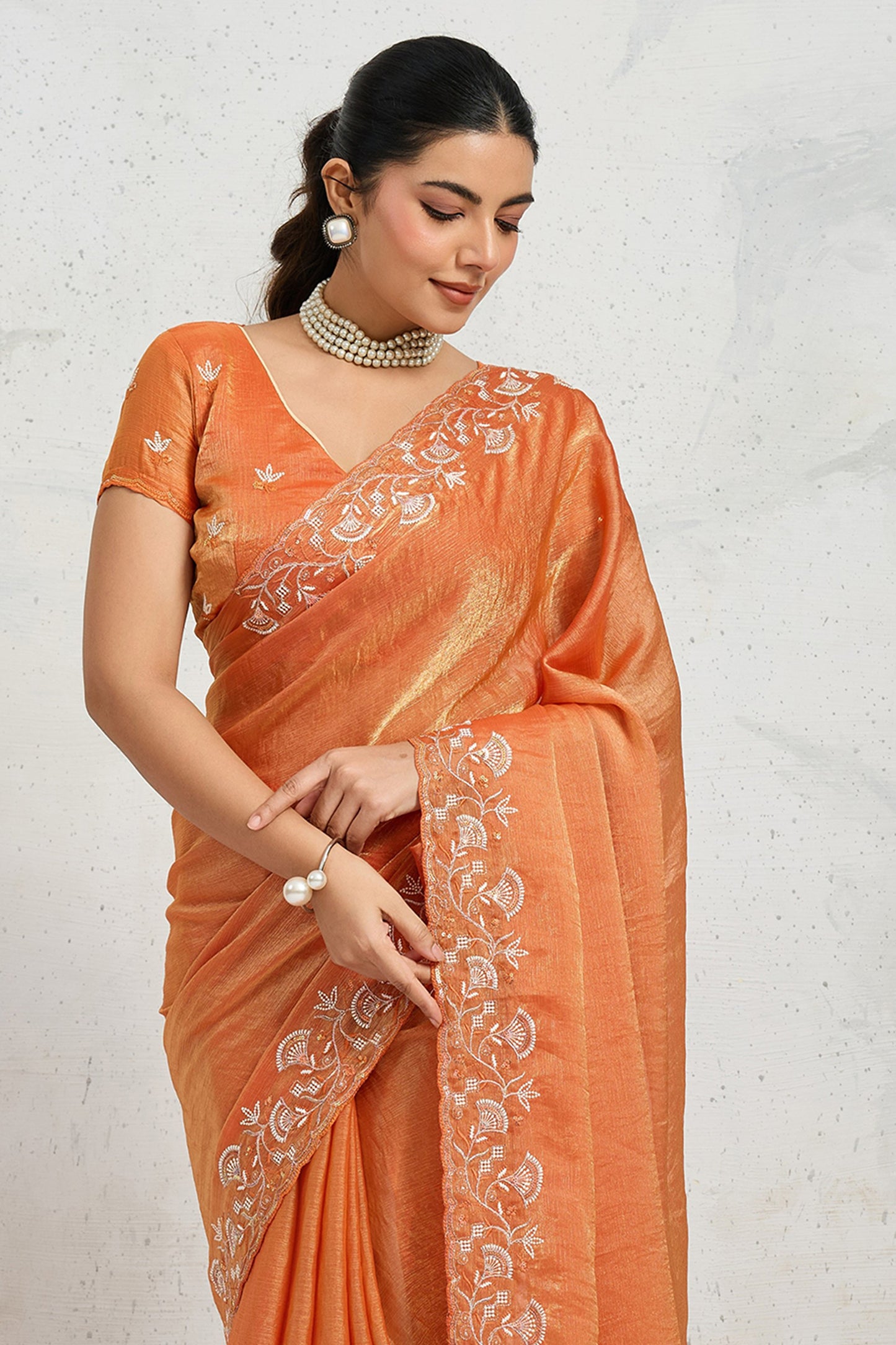Orange Embroidered Chiffon Saree-SAR12508_4_SareeButa.com
