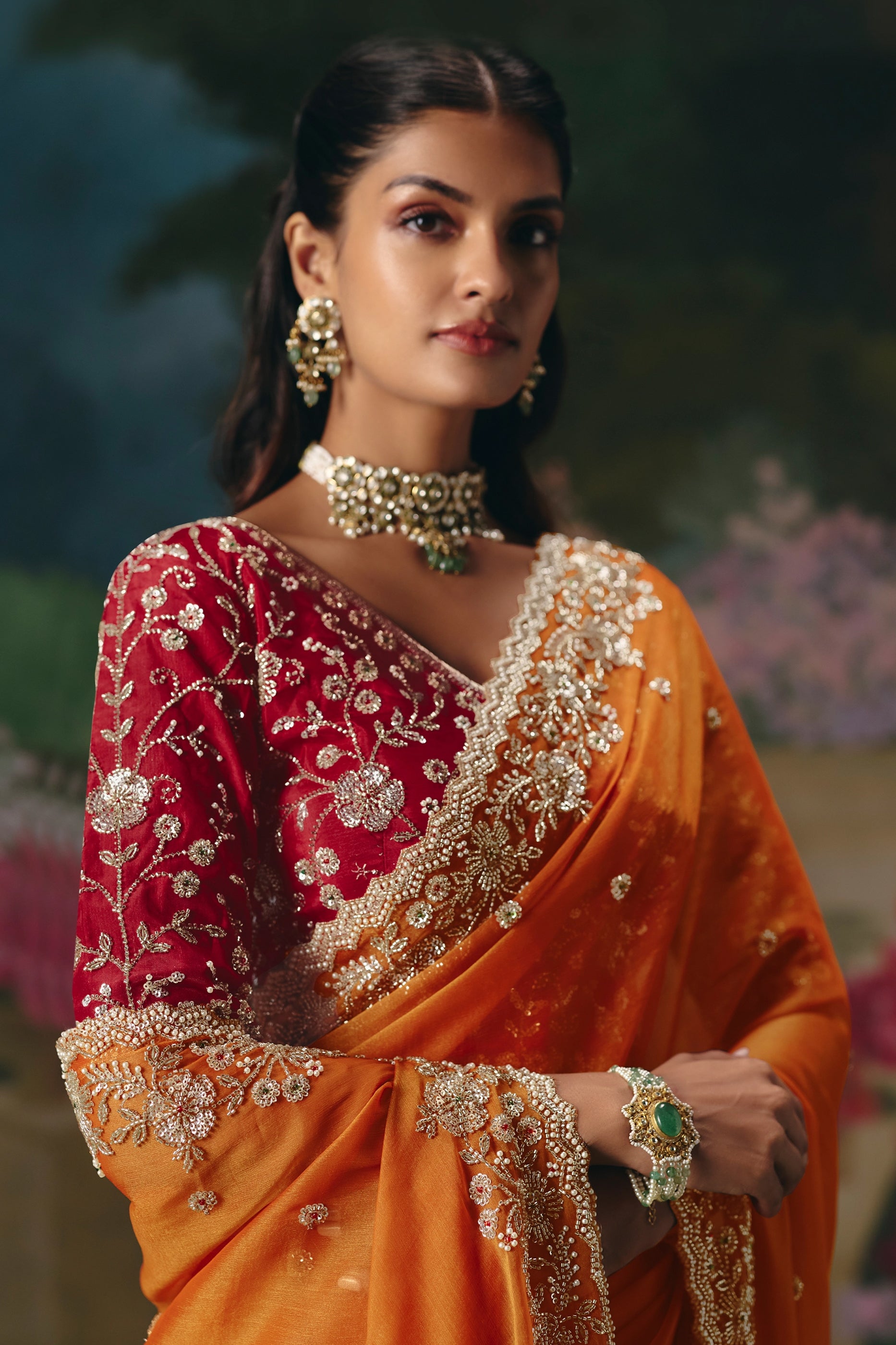 Orange Embroidered Organza Saree-SAR12013_2_SareeButa.com