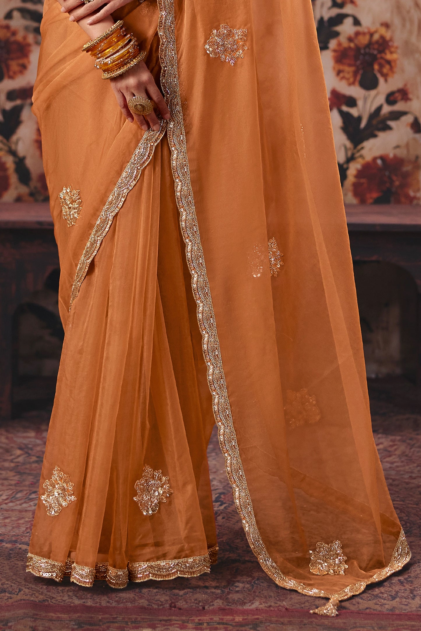 Orange Embroidered Organza Saree-SAR13198_4_SareeButa.com