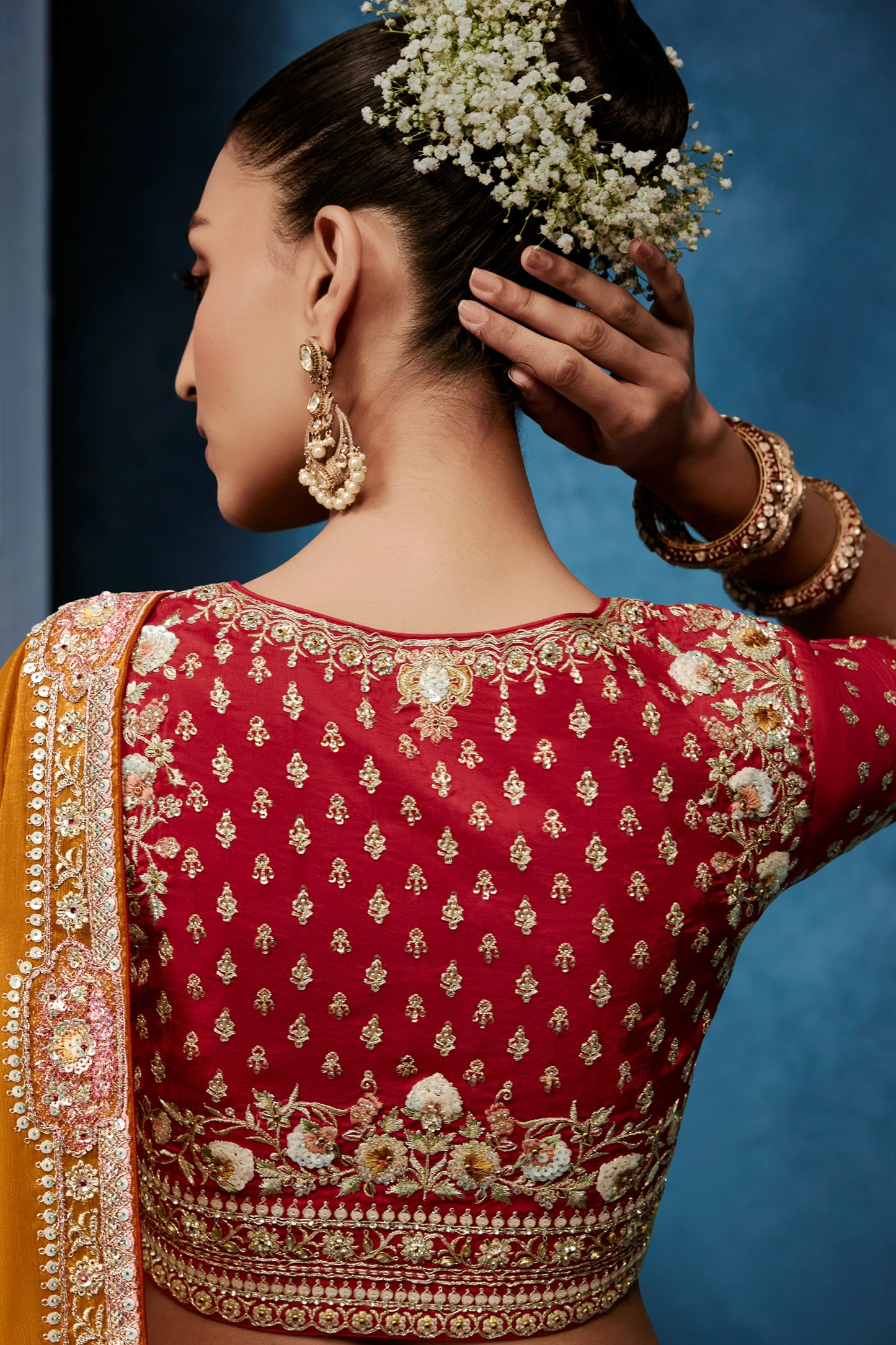 Orange Embroidered Organza Silk Saree-SAR12603_3_SareeButa.com