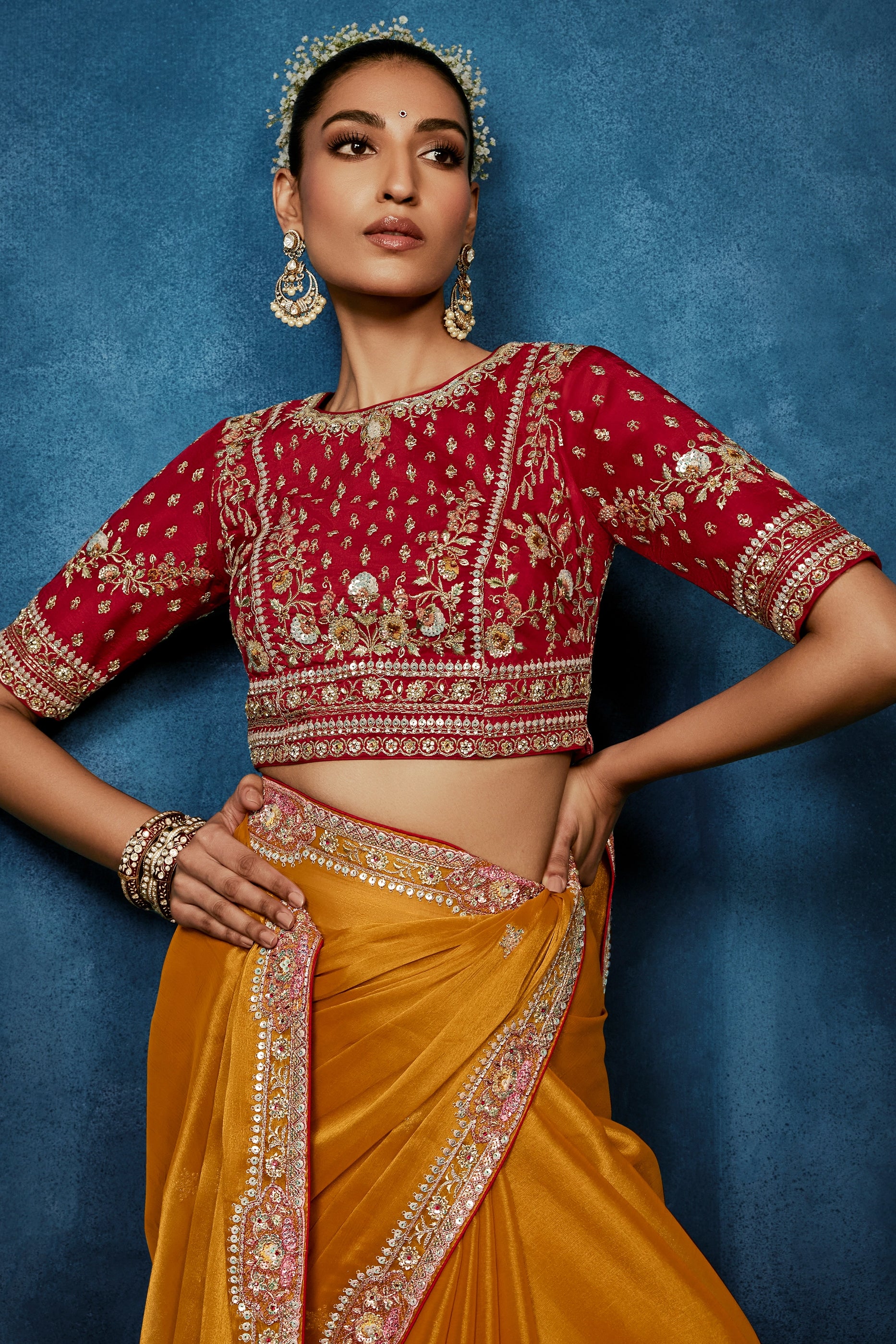 Orange Embroidered Organza Silk Saree-SAR12603_4_SareeButa.com