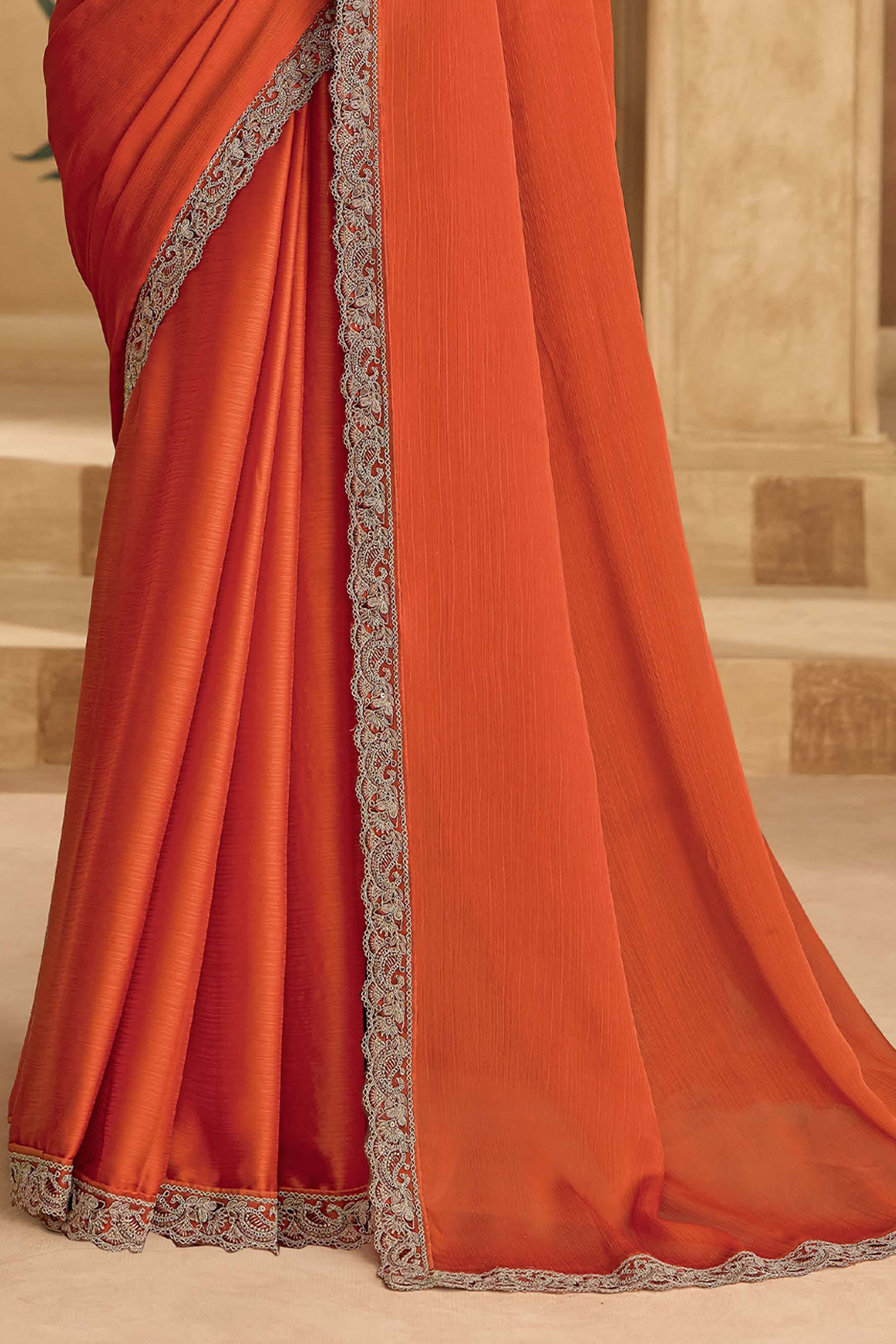 Orange Embroidered Satin Chiffon Saree-SAR11711_4_SareeButa.com