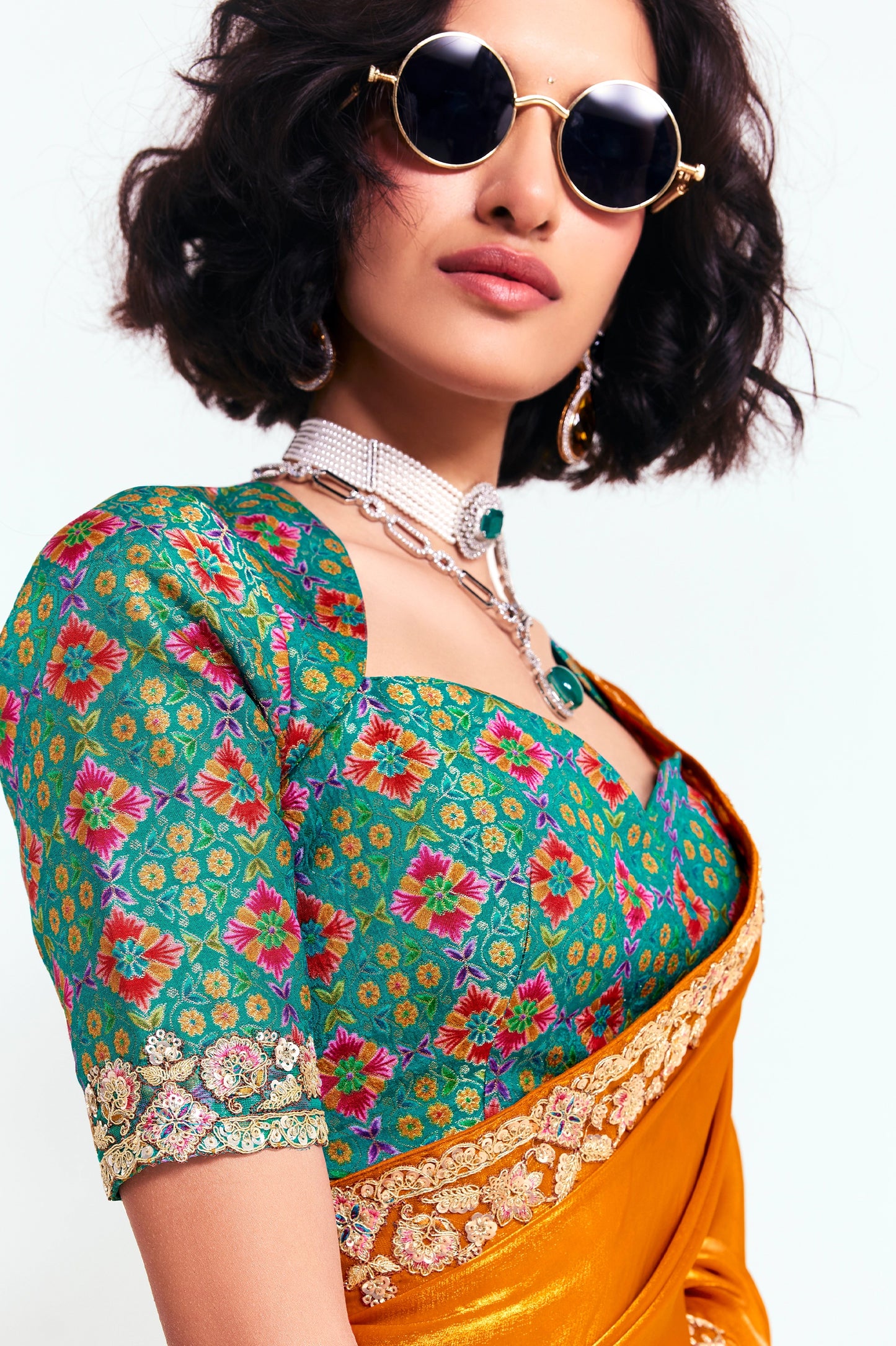Orange Embroidered Satin Organza Saree-SAR12249_2_SareeButa.com