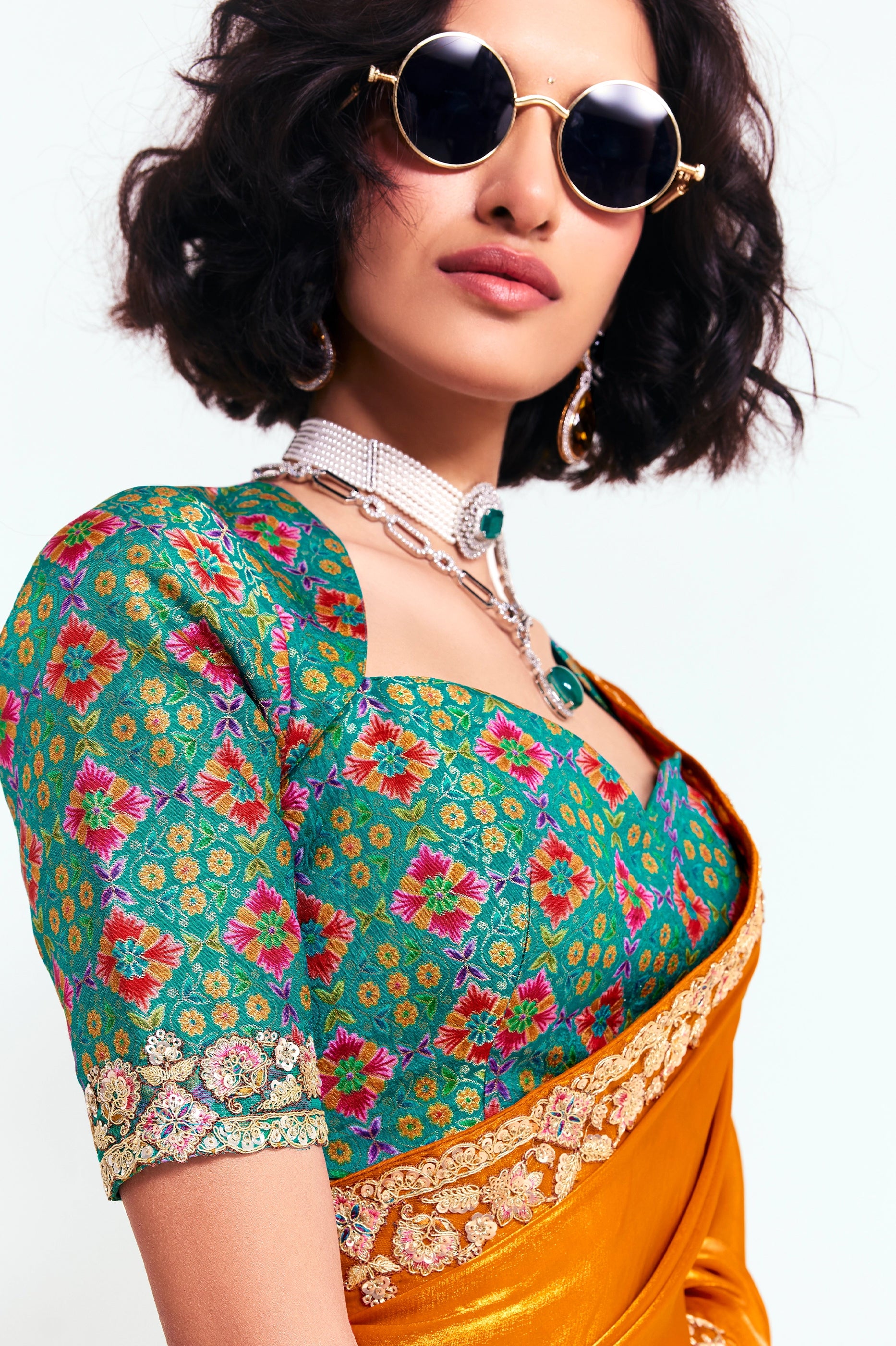 Orange Embroidered Satin Organza Saree-SAR12249_2_SareeButa.com