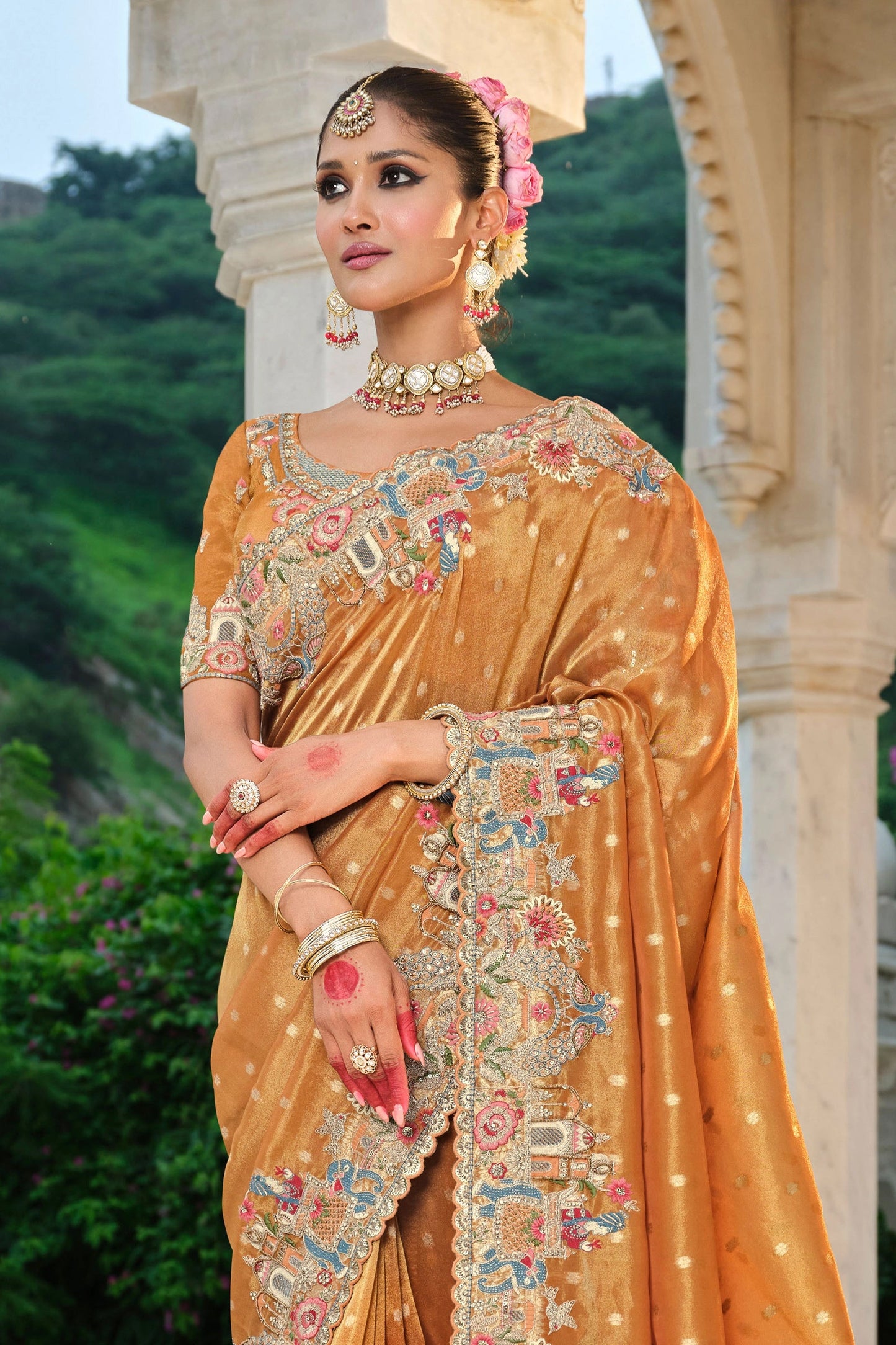 Orange Embroidered Silk Saree-SAR11389_3_SareeButa.com