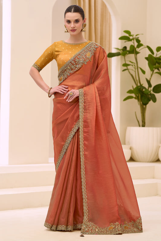 Orange Embroidered Silk Saree-SAR12440_1_SareeButa.com