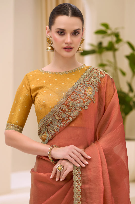Orange Embroidered Silk Saree-SAR12440_2_SareeButa.com
