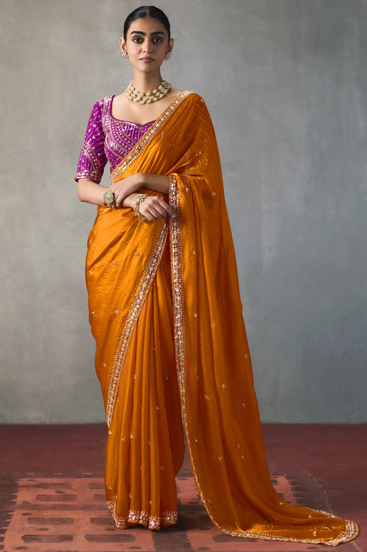 Orange Embroidered Silk Saree-SAR13408_1_SareeButa.com