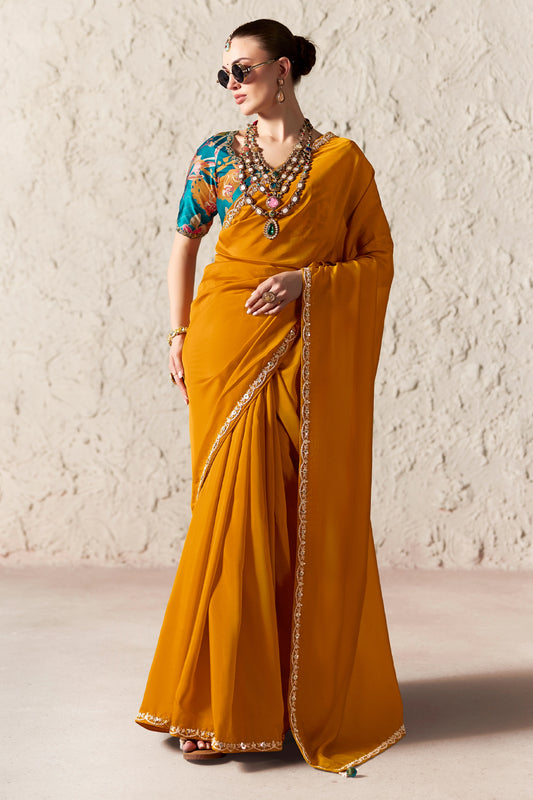 Orange Embroidered Tissue Organza Saree-SAR12791_1_SareeButa.com