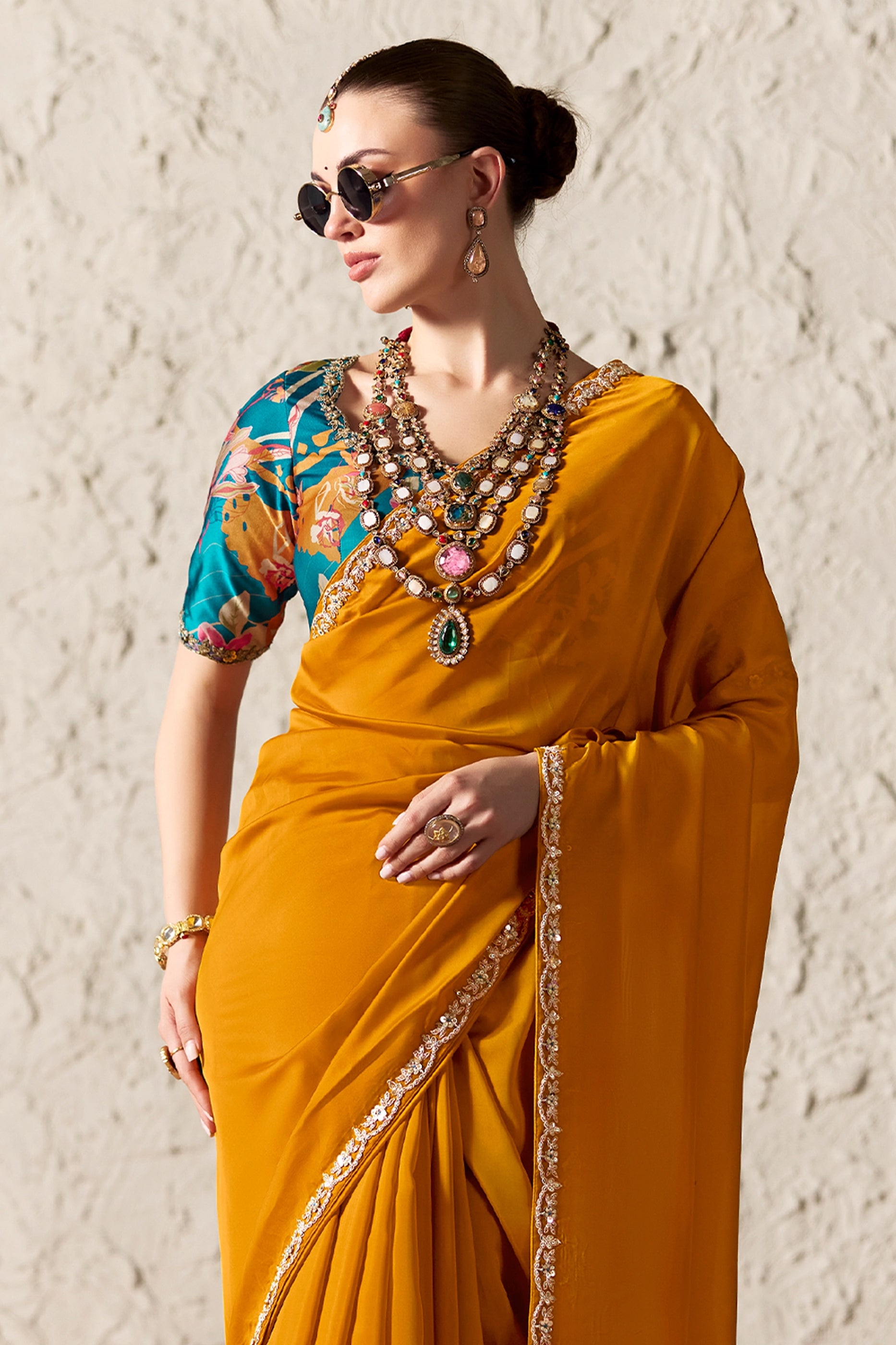 Orange Embroidered Tissue Organza Saree-SAR12791_3_SareeButa.com