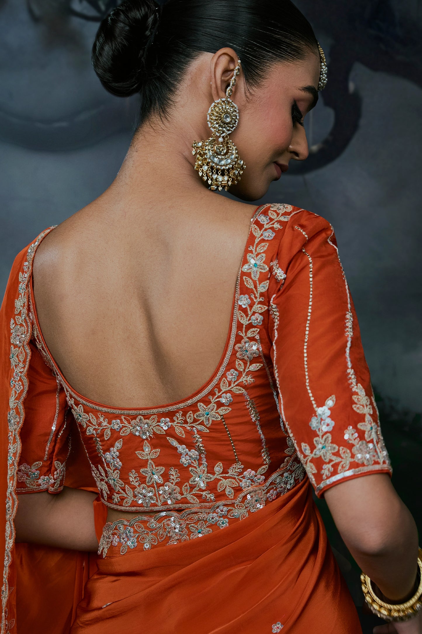 Orange Embroidered Tissue Organza Saree-SAR13104_3_SareeButa.com