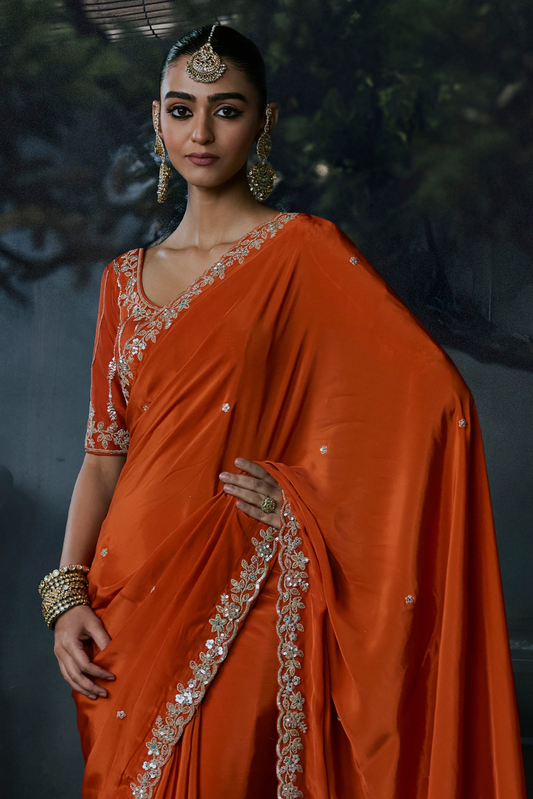 Orange Embroidered Tissue Organza Saree-SAR13104_4_SareeButa.com