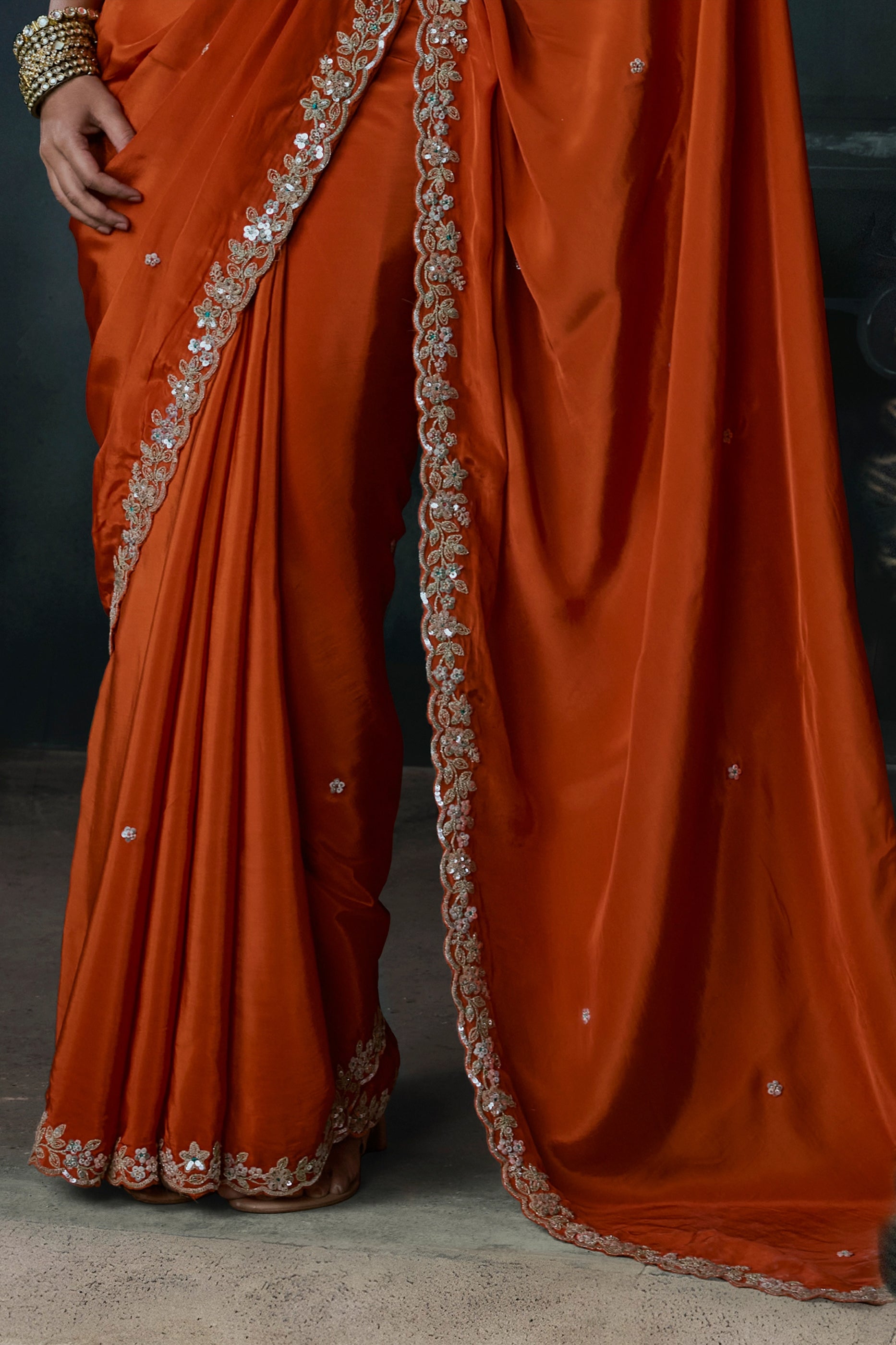 Orange Embroidered Tissue Organza Saree-SAR13104_5_SareeButa.com