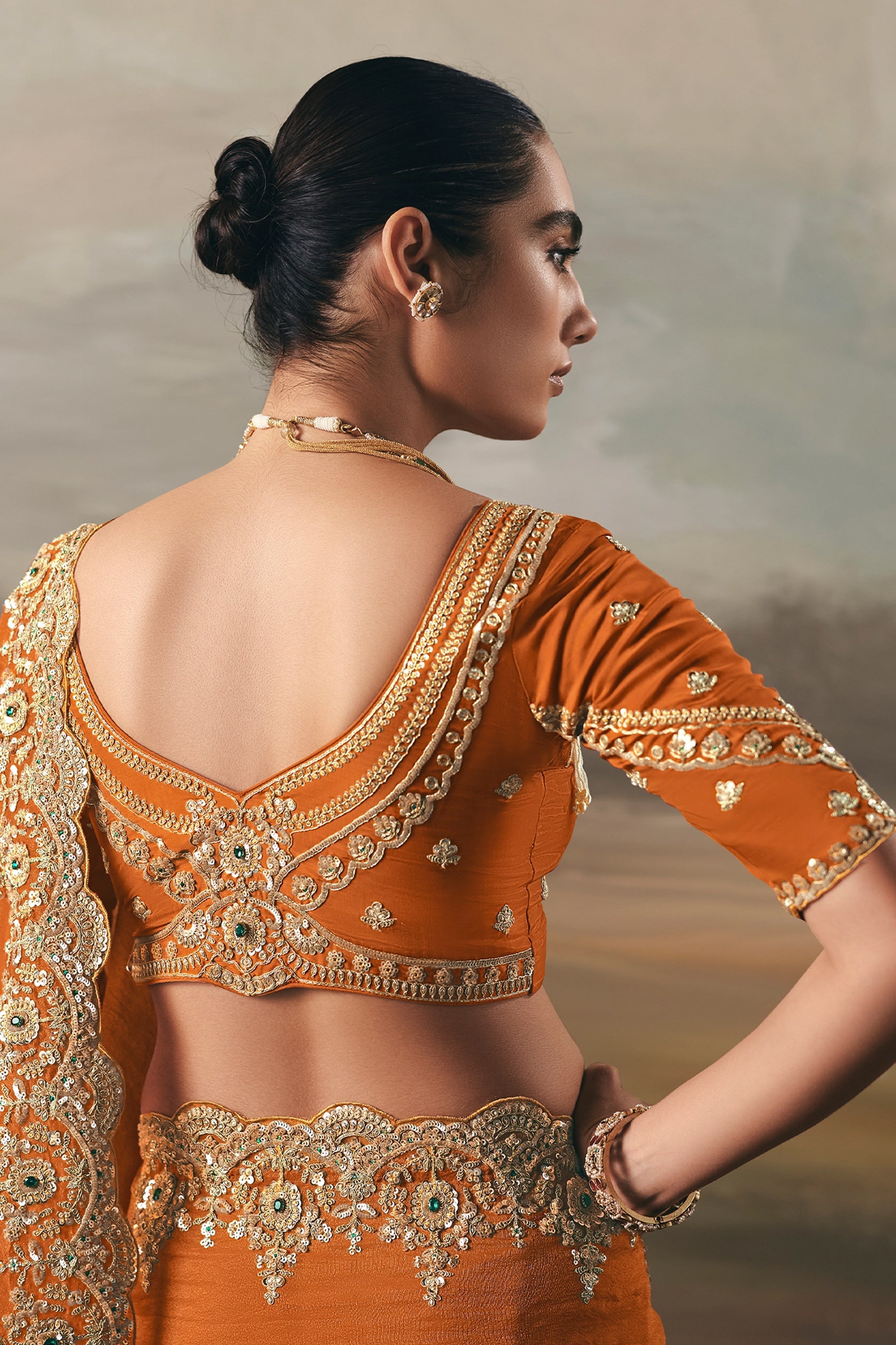 Orange Embroidered Tissue Saree-SAR10825_4_SareeButa.com