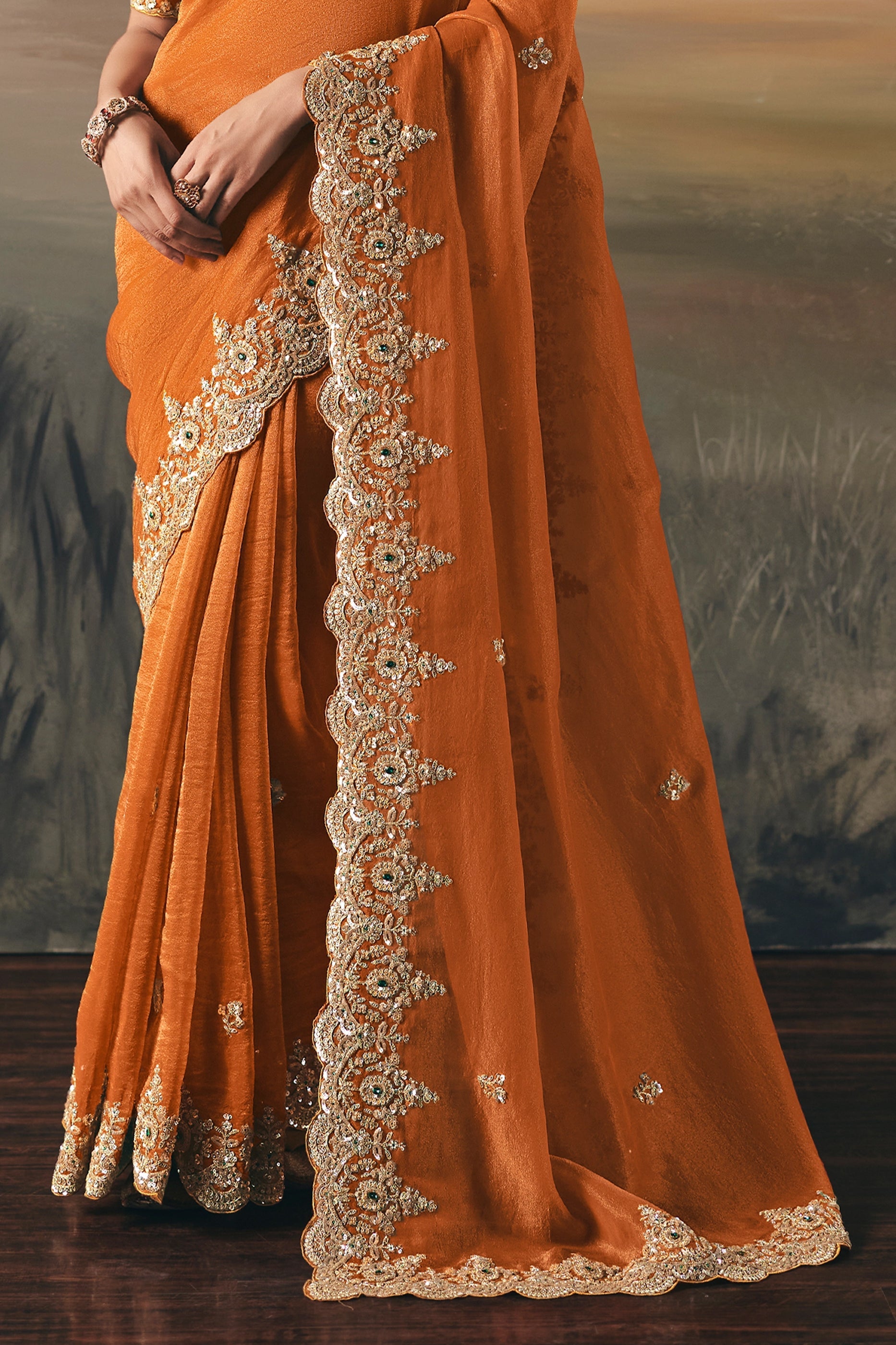 Orange Embroidered Tissue Saree-SAR10825_5_SareeButa.com