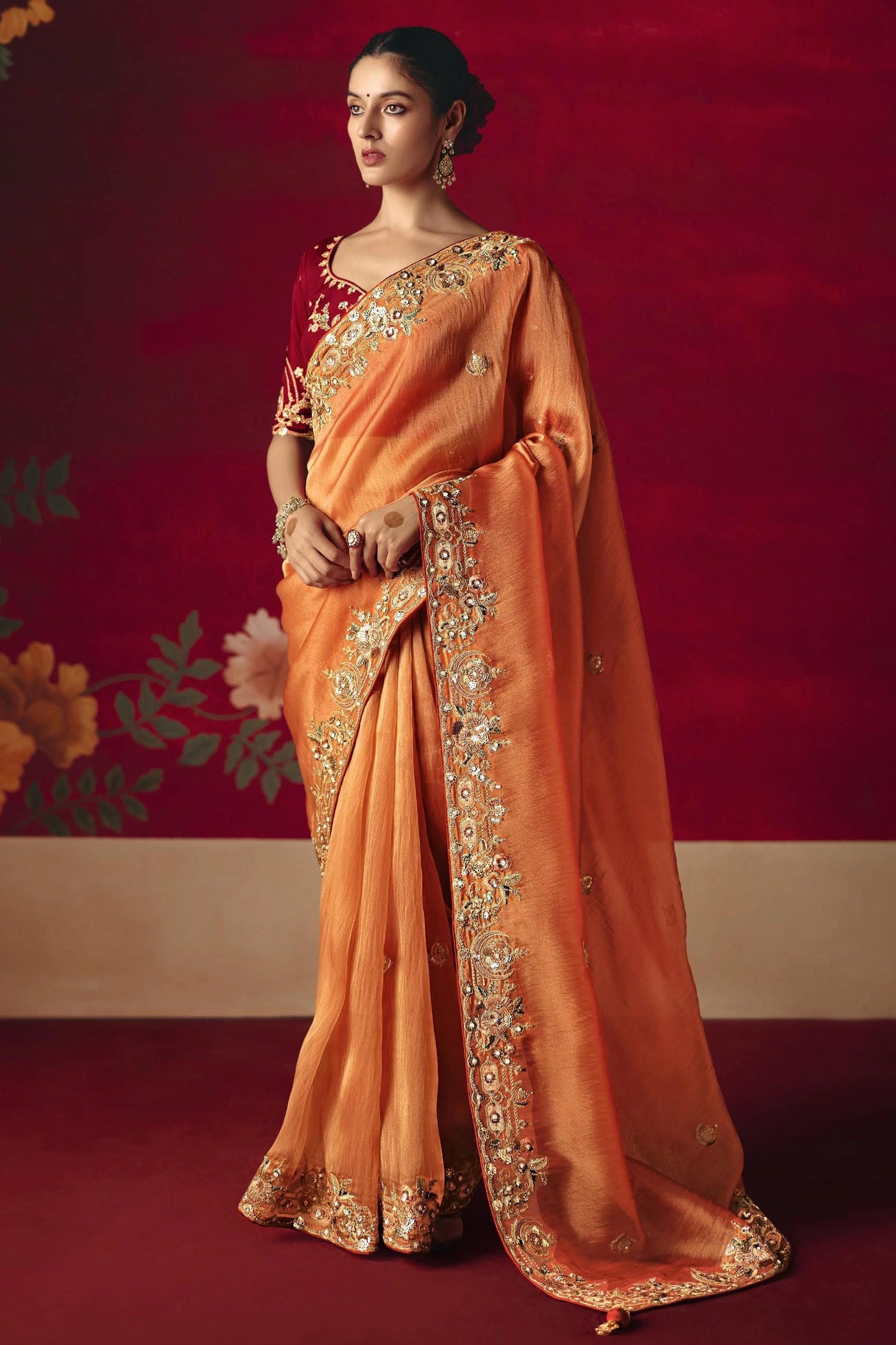 Orange Embroidered Tissue Silk Saree-SAR11453_1_SareeButa.com