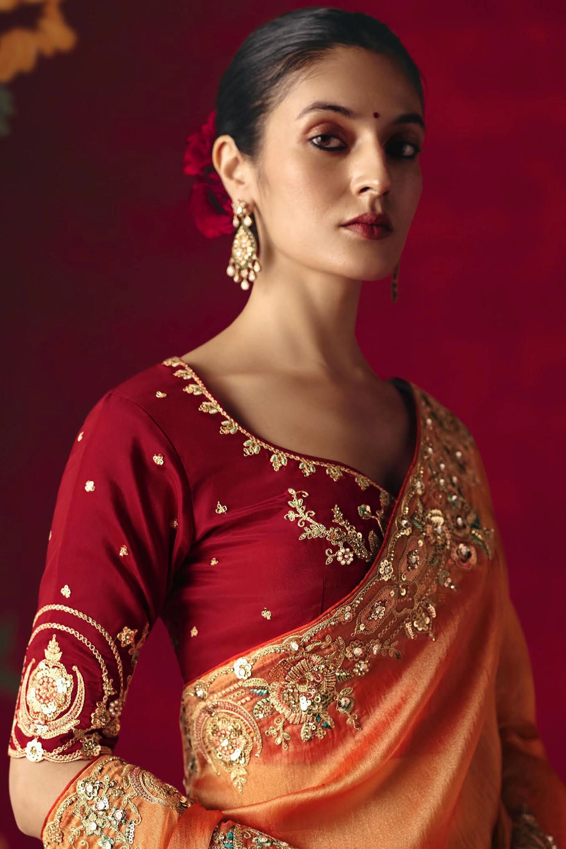 Orange Embroidered Tissue Silk Saree-SAR11453_2_SareeButa.com