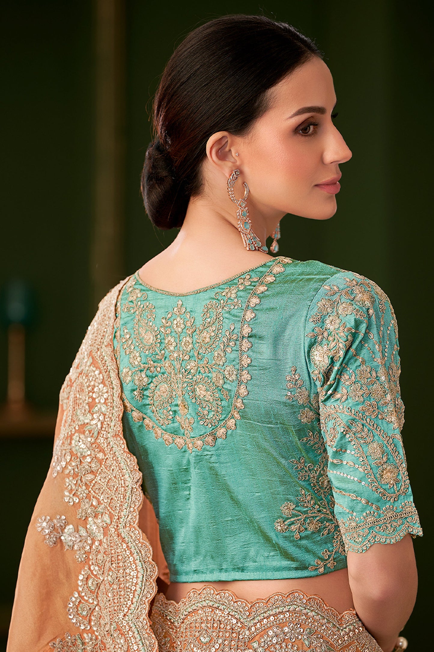 Orange Embroidered Viscose Georgette Saree-SAR10966_3_SareeButa.com