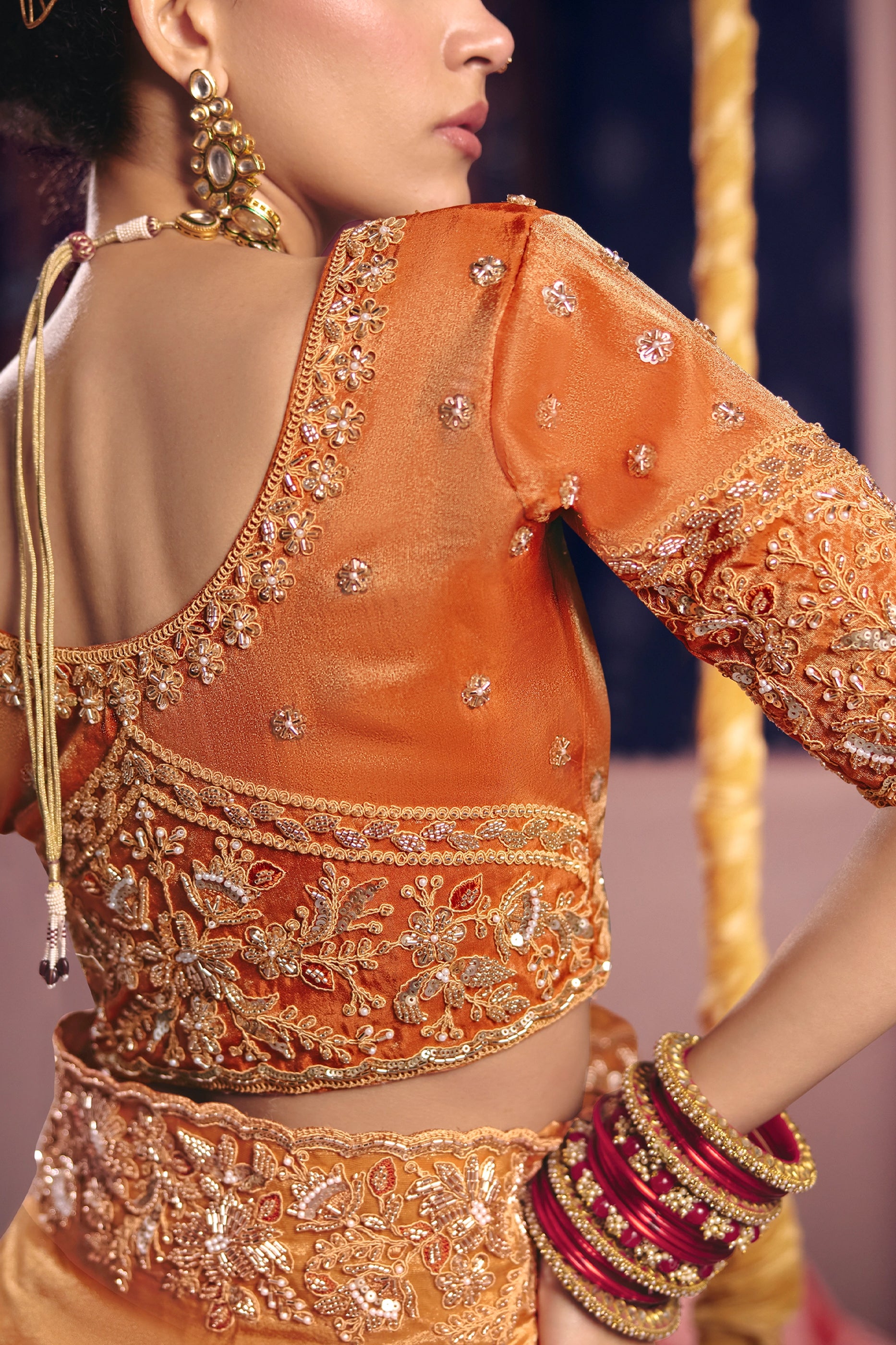 Orange Embroidered Viscose Zari Tissue Saree-SAR12592_3_SareeButa.com