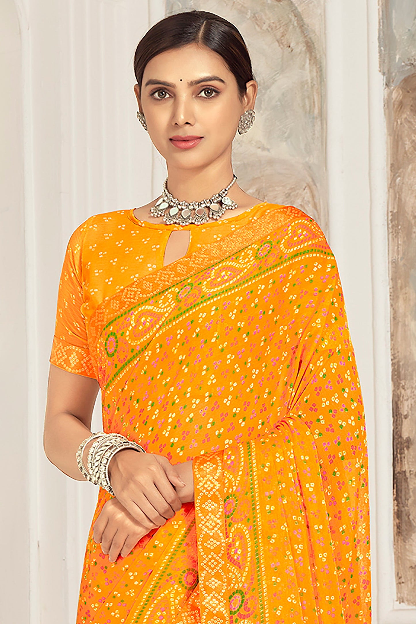 orange-printed-chiffon-saree-zb132710_2_SareeButa.com