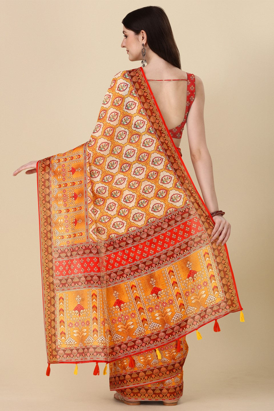 orange-printed-linen-saree-zb132680_2_SareeButa.com