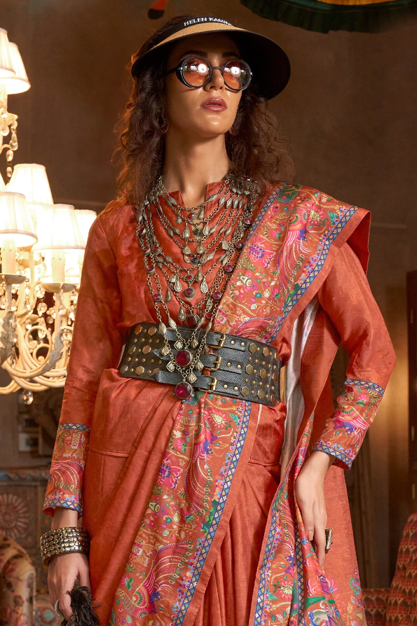 Orange Printed Silk Saree-SAR11271_3_SareeButa.com