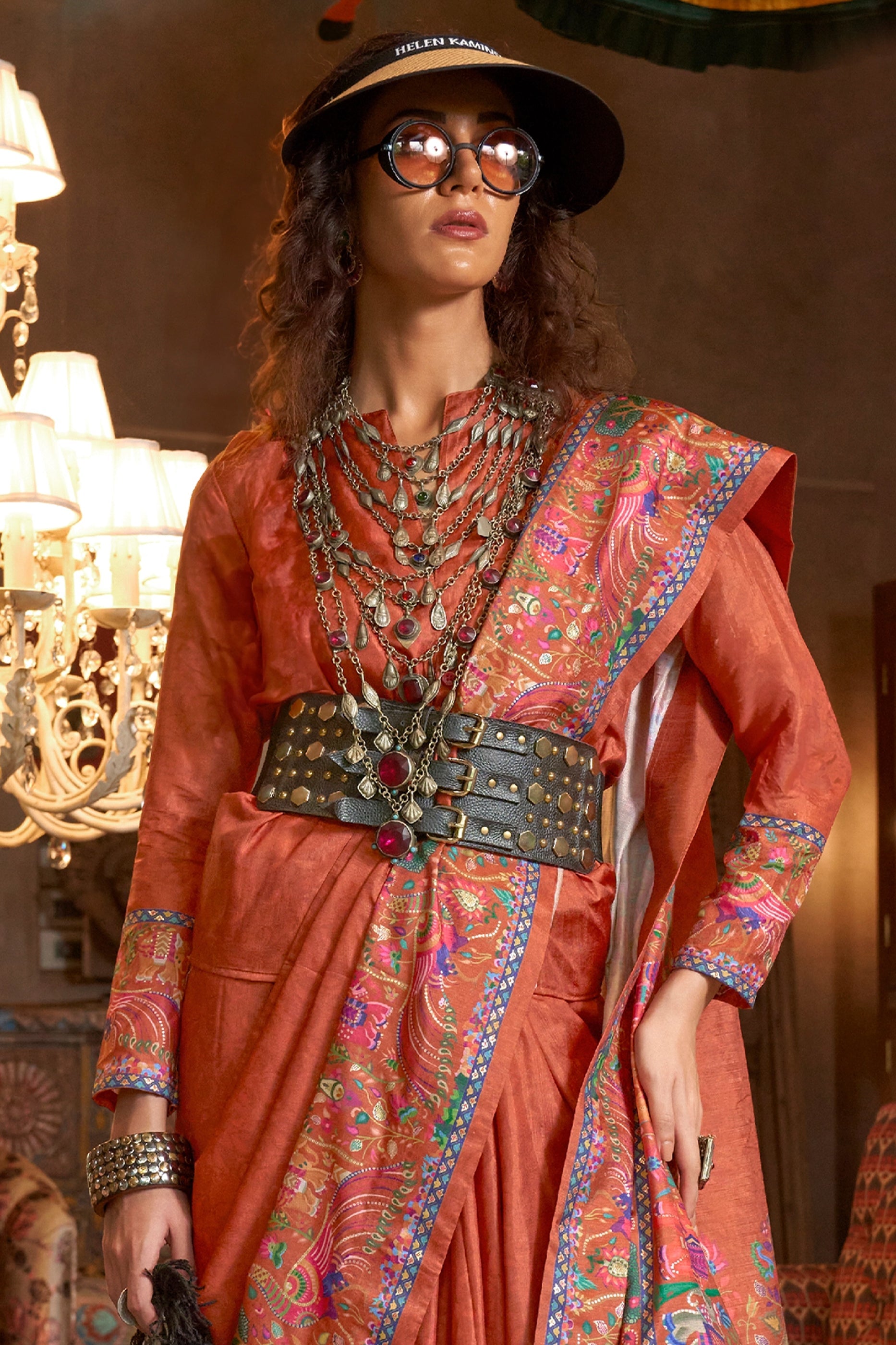 Orange Printed Silk Saree-SAR11271_3_SareeButa.com