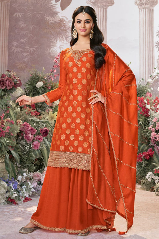 Orange Readymade Dola Silk Sharara Suit-SS967_1_SareeButa.com