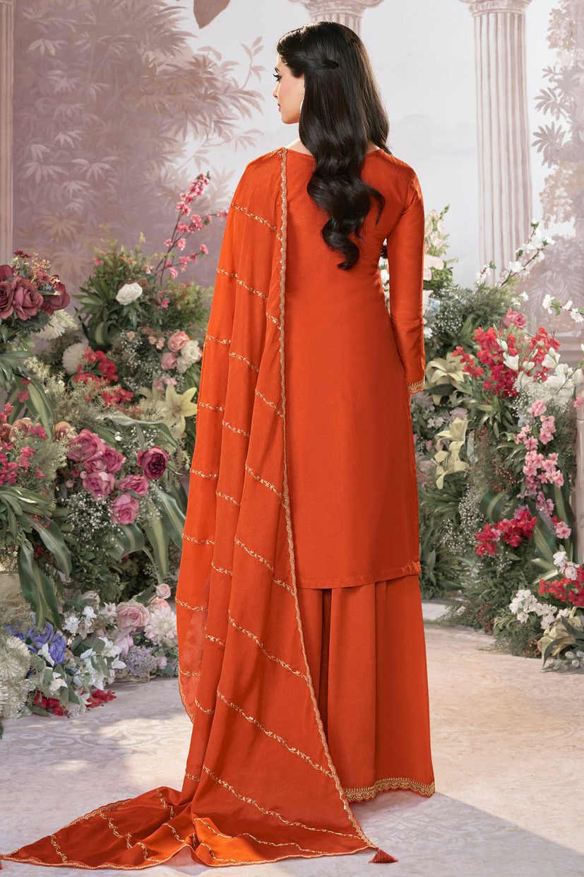 Orange Readymade Dola Silk Sharara Suit-SS967_3_SareeButa.com