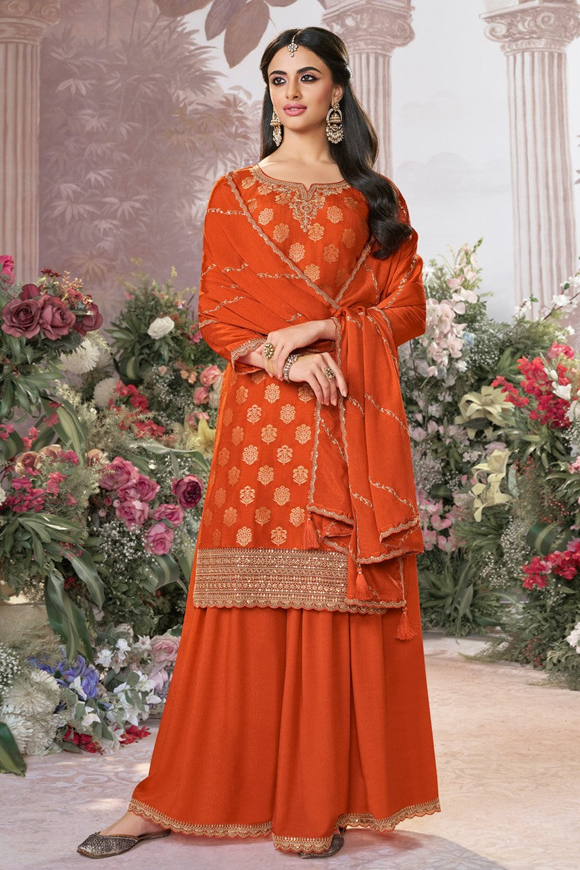 Orange Readymade Dola Silk Sharara Suit-SS967_4_SareeButa.com