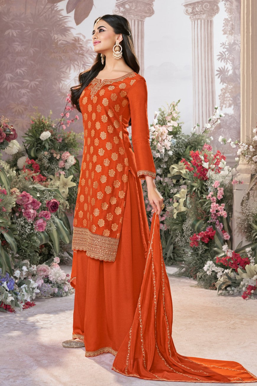 Orange Readymade Dola Silk Sharara Suit-SS967_5_SareeButa.com