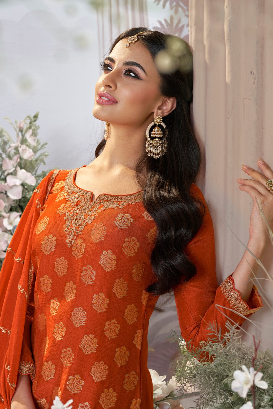 Orange Readymade Dola Silk Sharara Suit-SS967_6_SareeButa.com