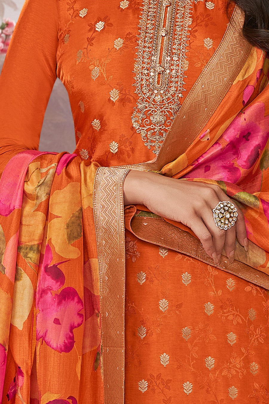 Orange Readymade Dola Silk Suit-SS964_6_SareeButa.com