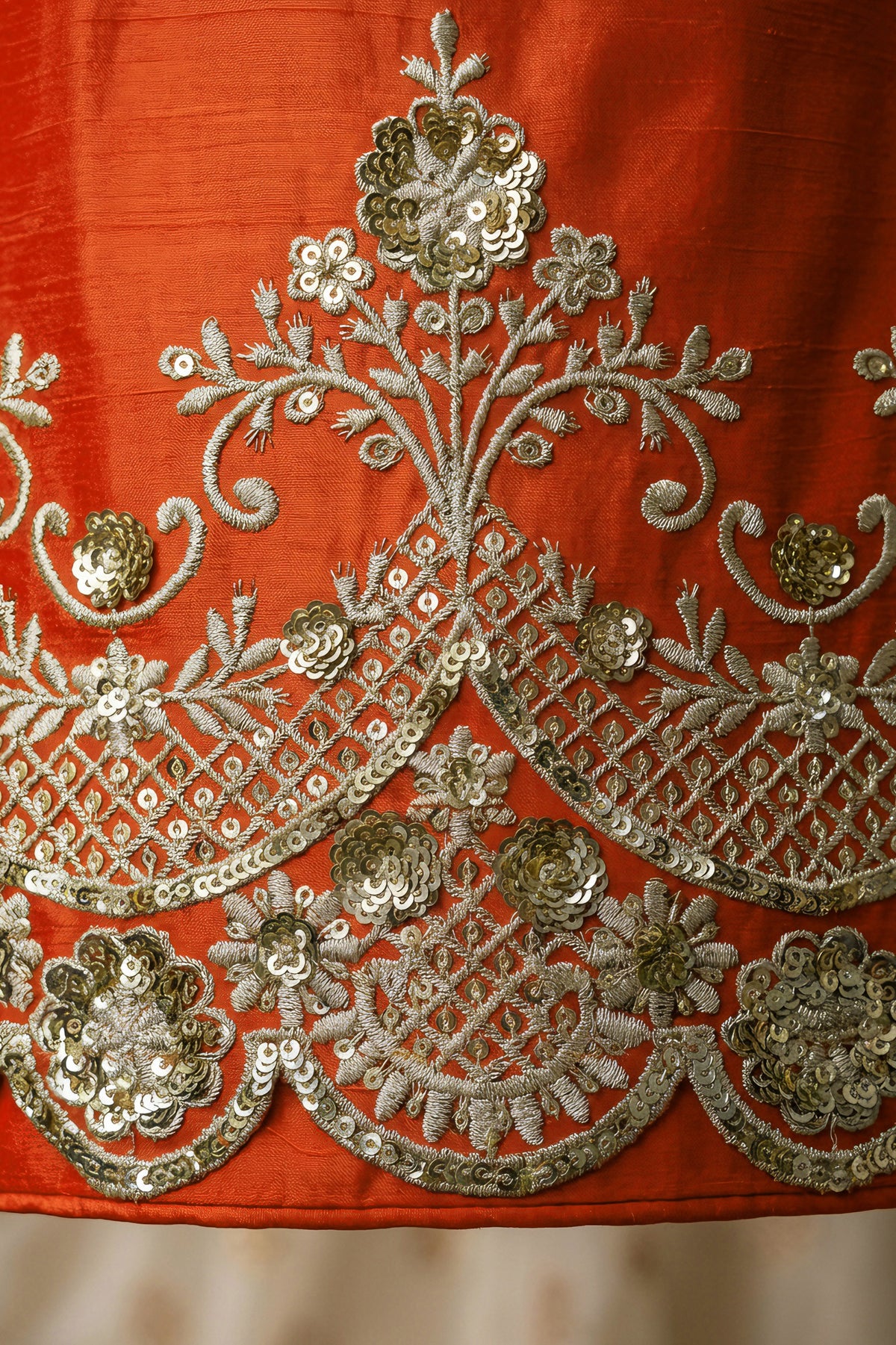 Orange Readymade Embroidered Chinon Palazzo Suit-SAR13343_4_SareeButa.com