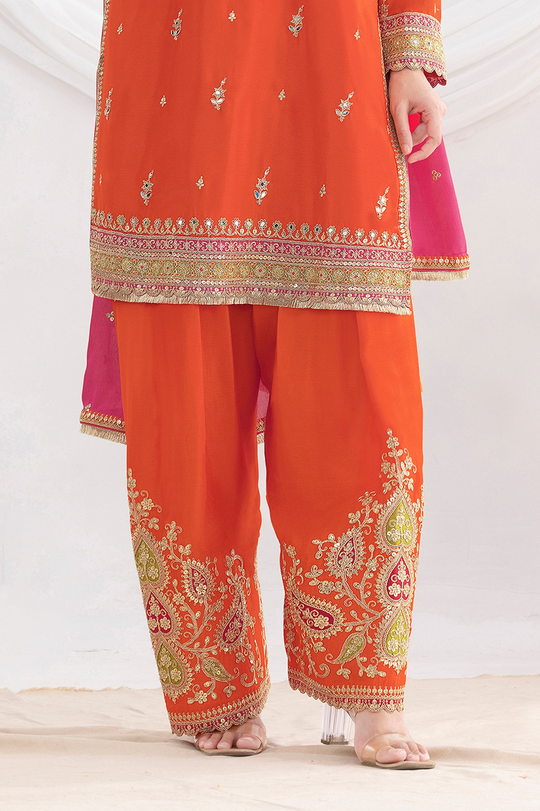 Orange Readymade Embroidered Chinon Suit-SAR10787_5_SareeButa.com