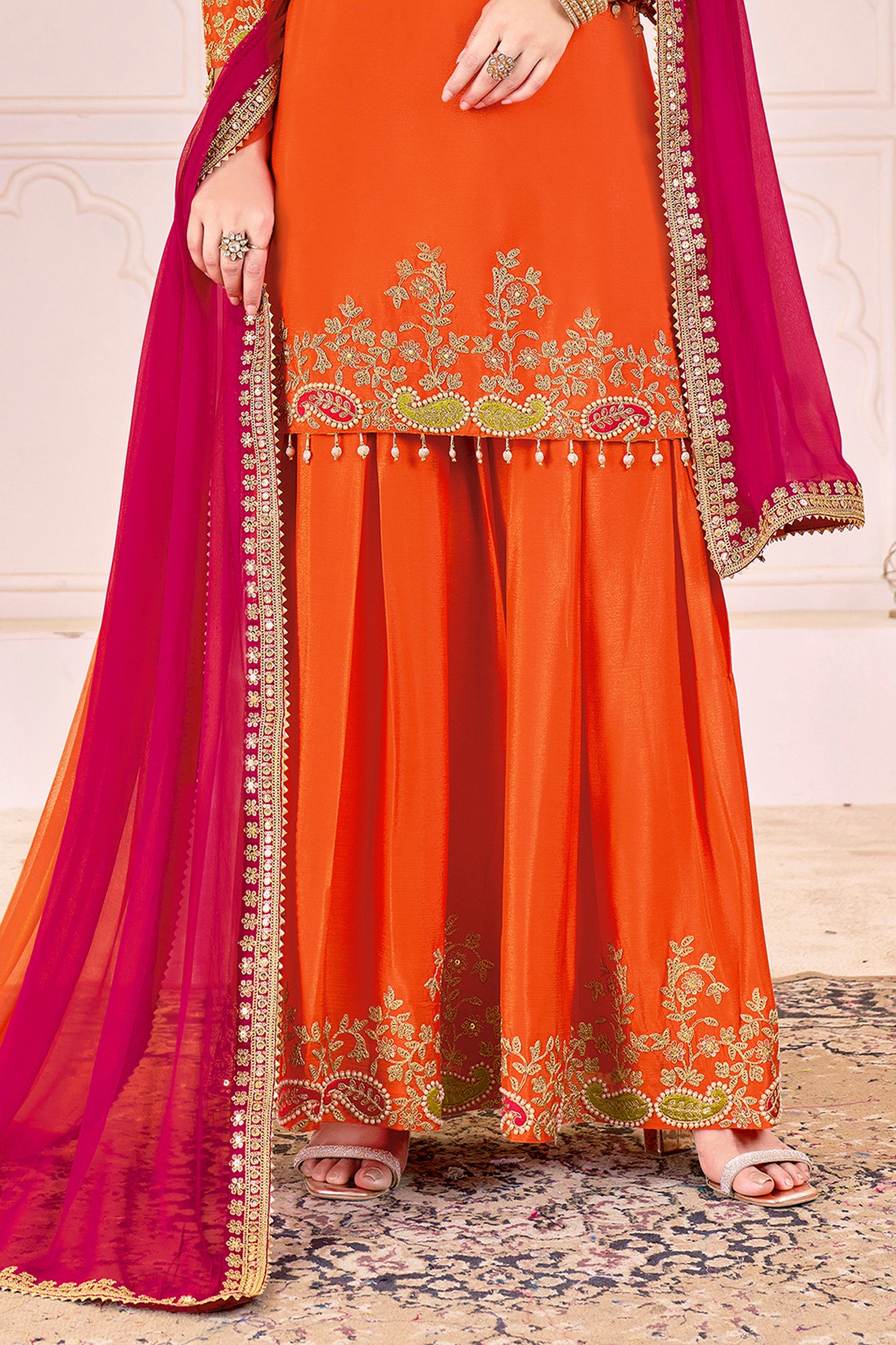 Orange Readymade Embroidered Chinon Suit-SAR11101_5_SareeButa.com