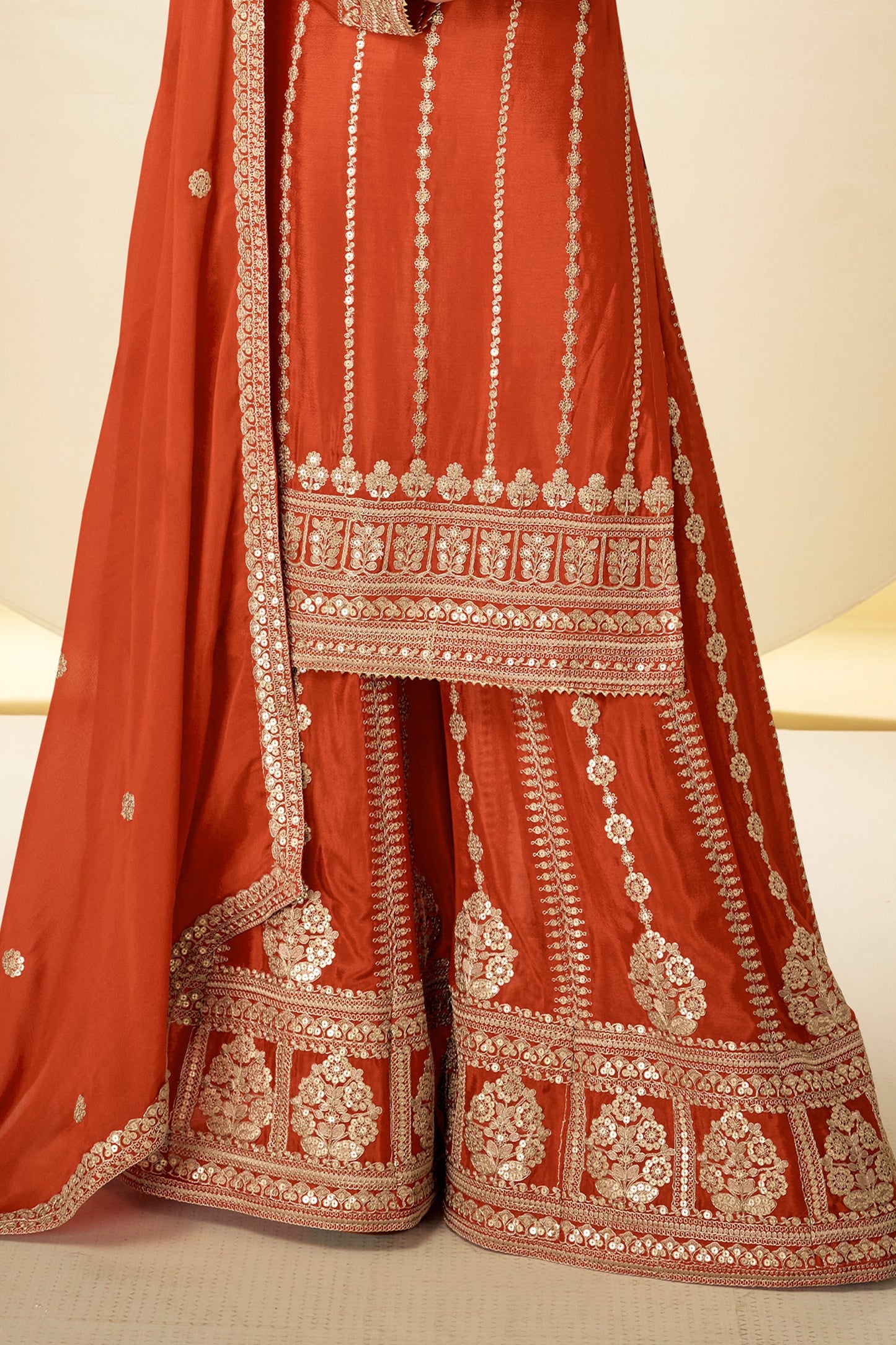 Orange Readymade Embroidered Chinon Suit-SAR11627_4_SareeButa.com