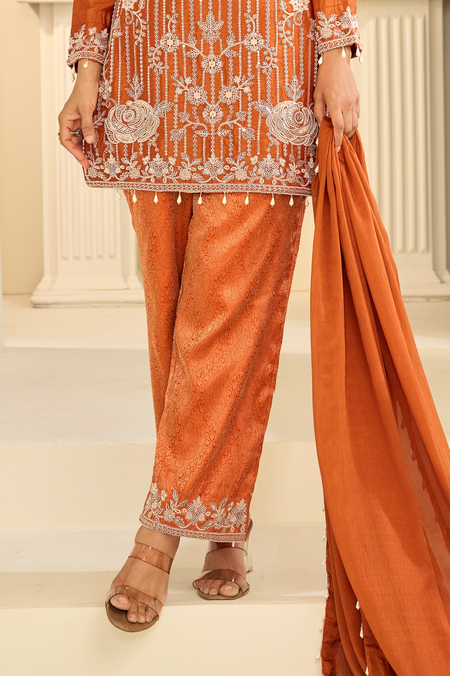 Orange Readymade Embroidered Chinon Suit-SAR12217_4_SareeButa.com