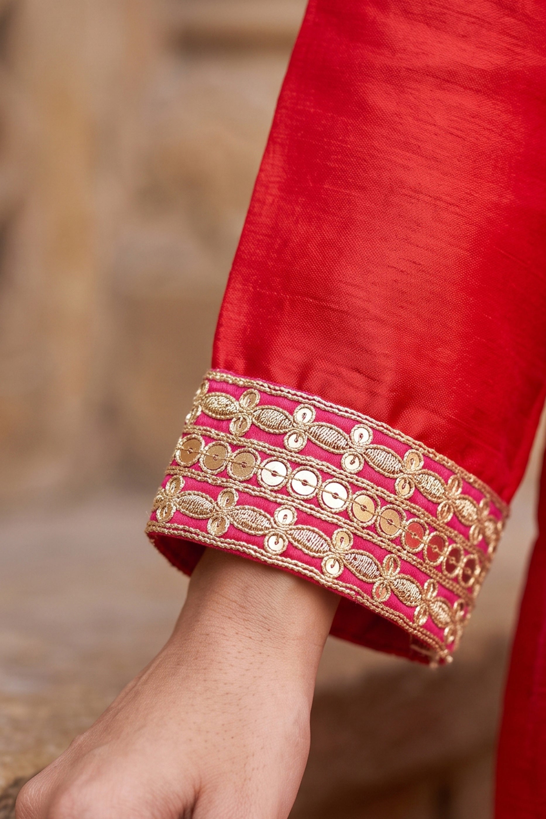 Orange Readymade Embroidered Chinon Suit-SAR12991_4_SareeButa.com