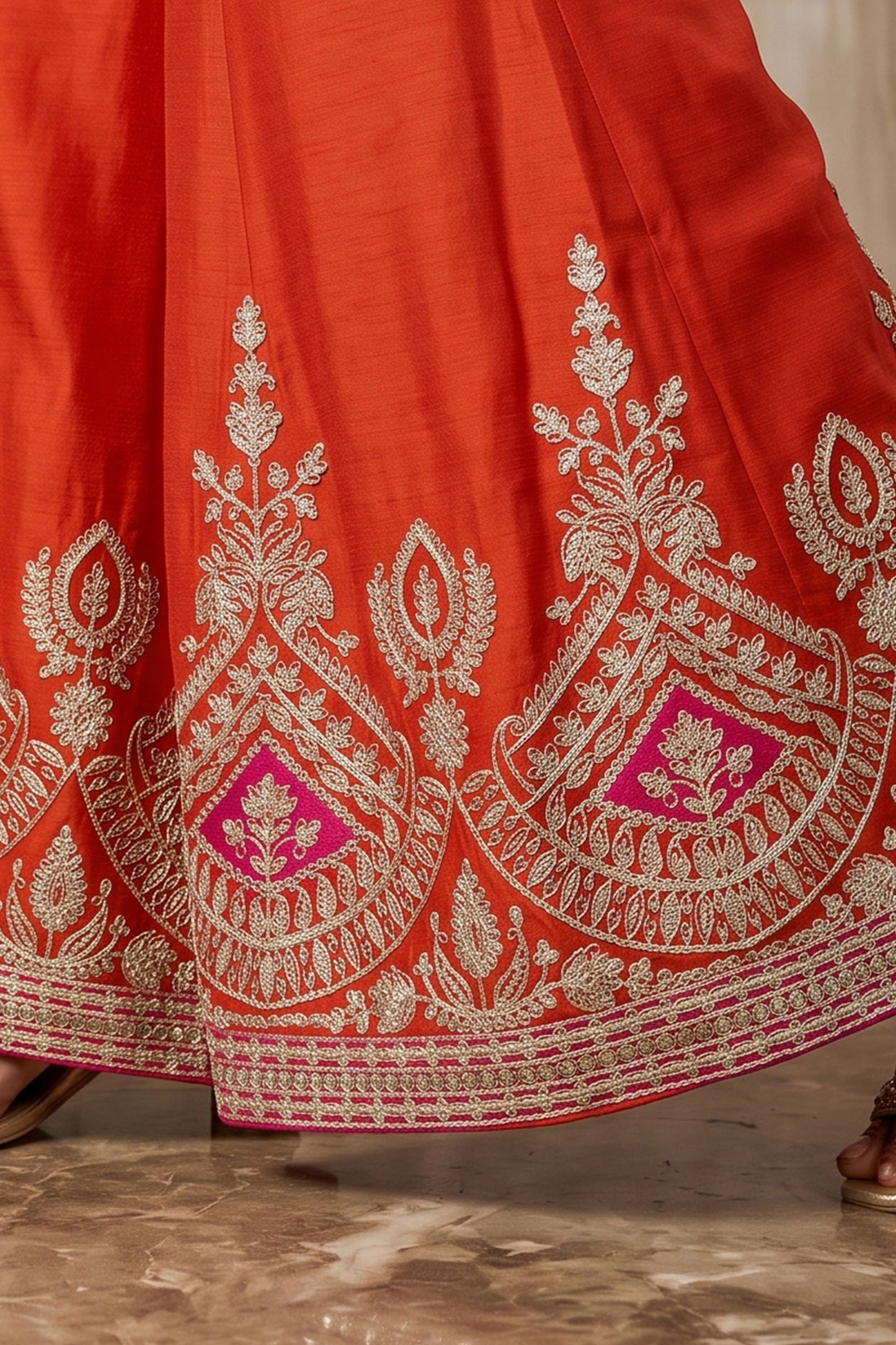 Orange Readymade Embroidered Chinon Suit-SAR12991_5_SareeButa.com