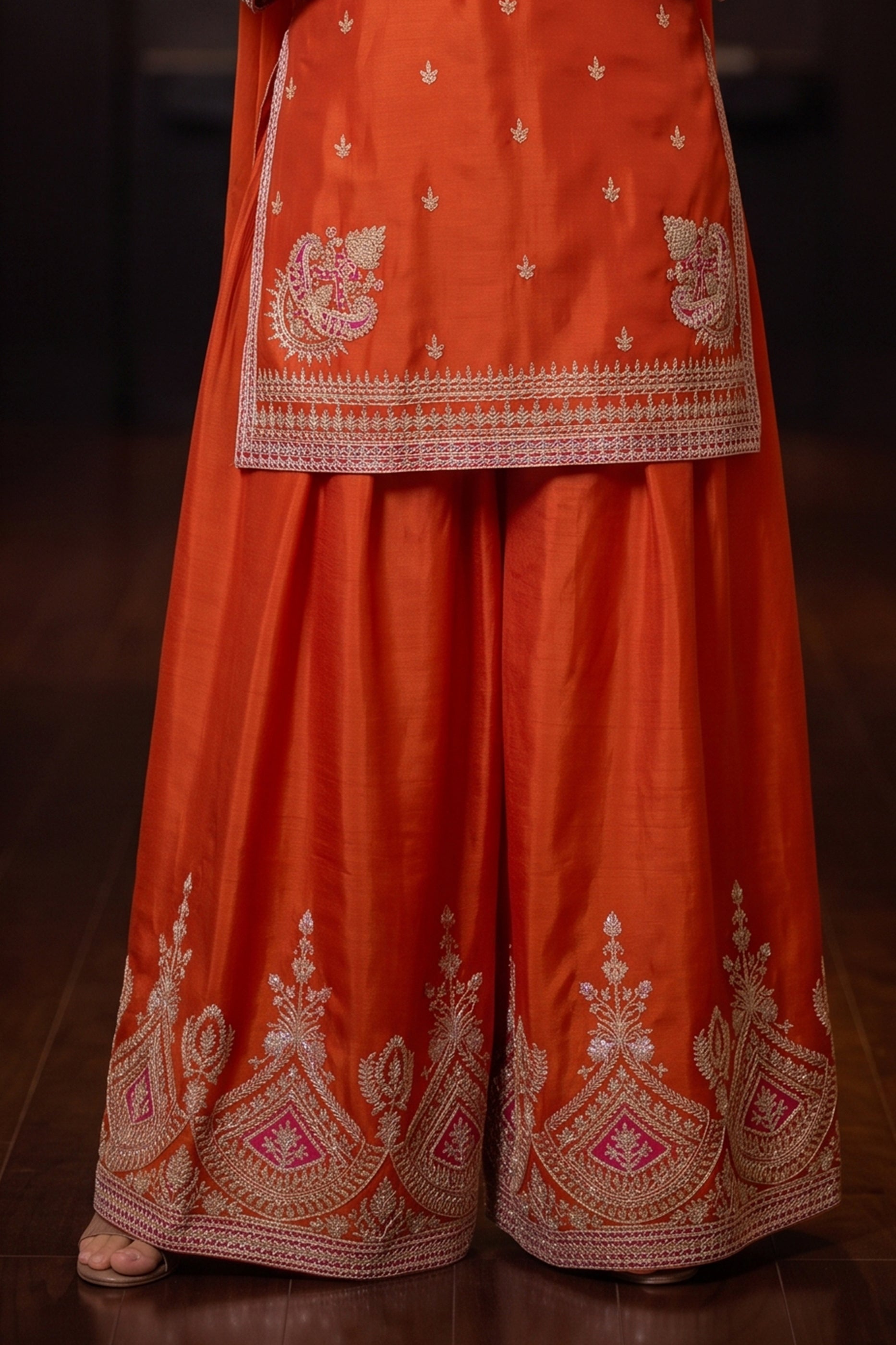 Orange Readymade Embroidered Chinon Suit-SAR12991_7_SareeButa.com
