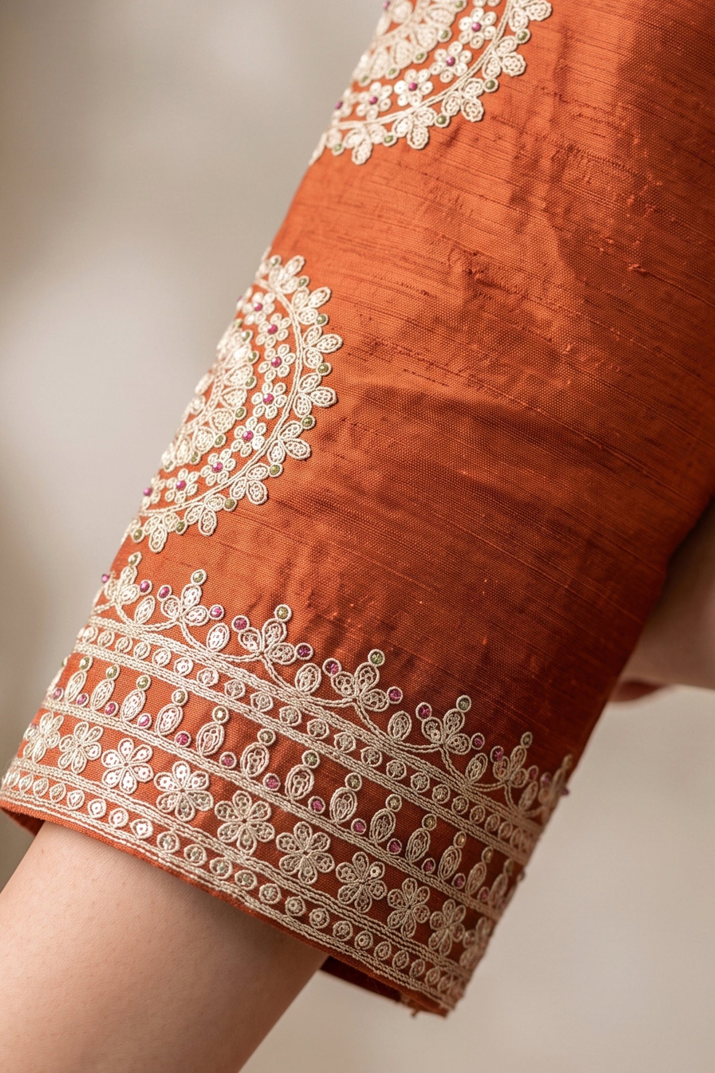 Orange Readymade Embroidered Chinon Suit-SAR12994_3_SareeButa.com