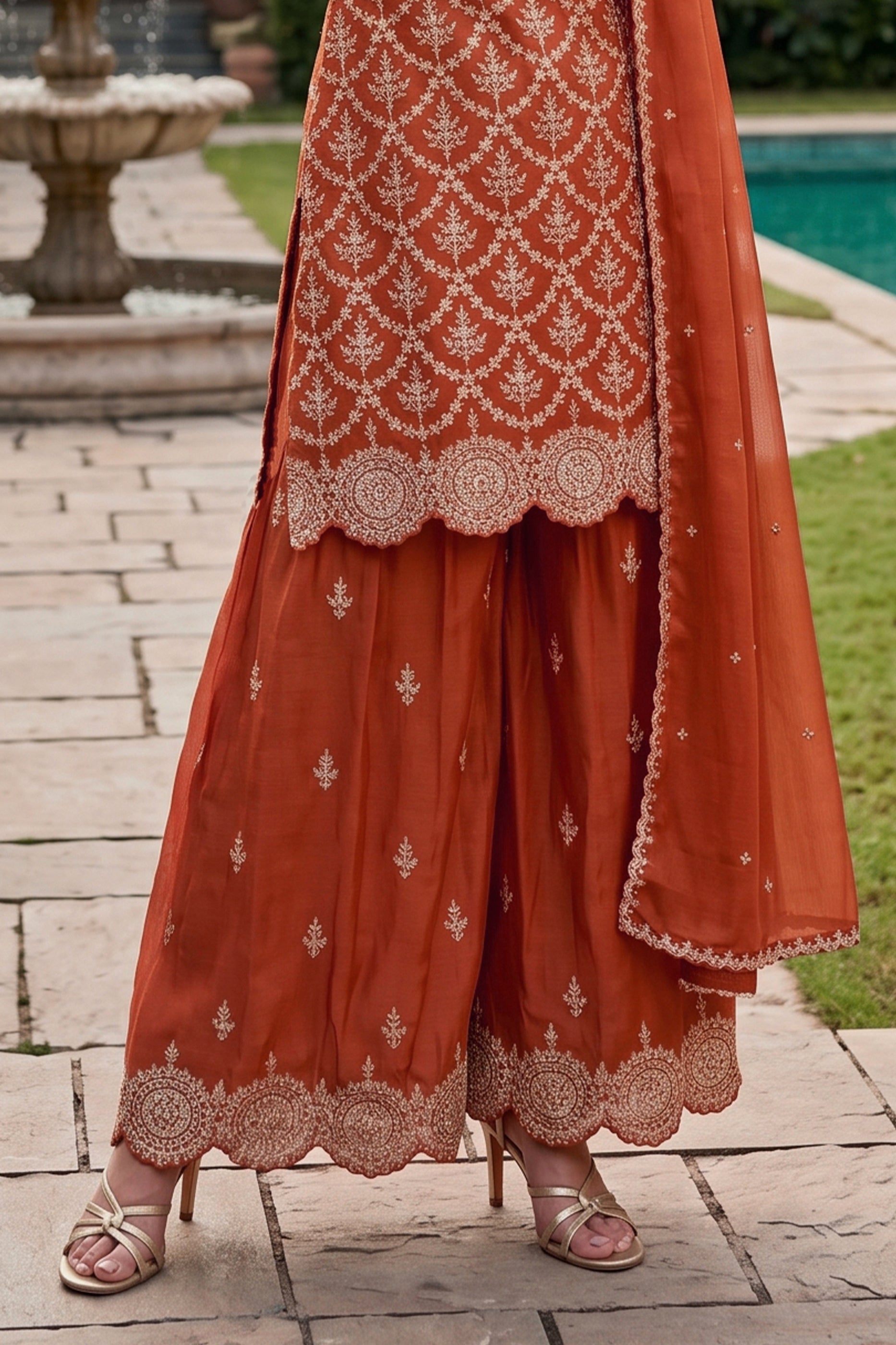Orange Readymade Embroidered Chinon Suit-SAR12994_7_SareeButa.com