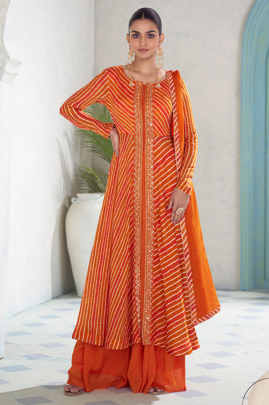 Orange Readymade Embroidered Chinon Suit-SAR13075_1_SareeButa.com