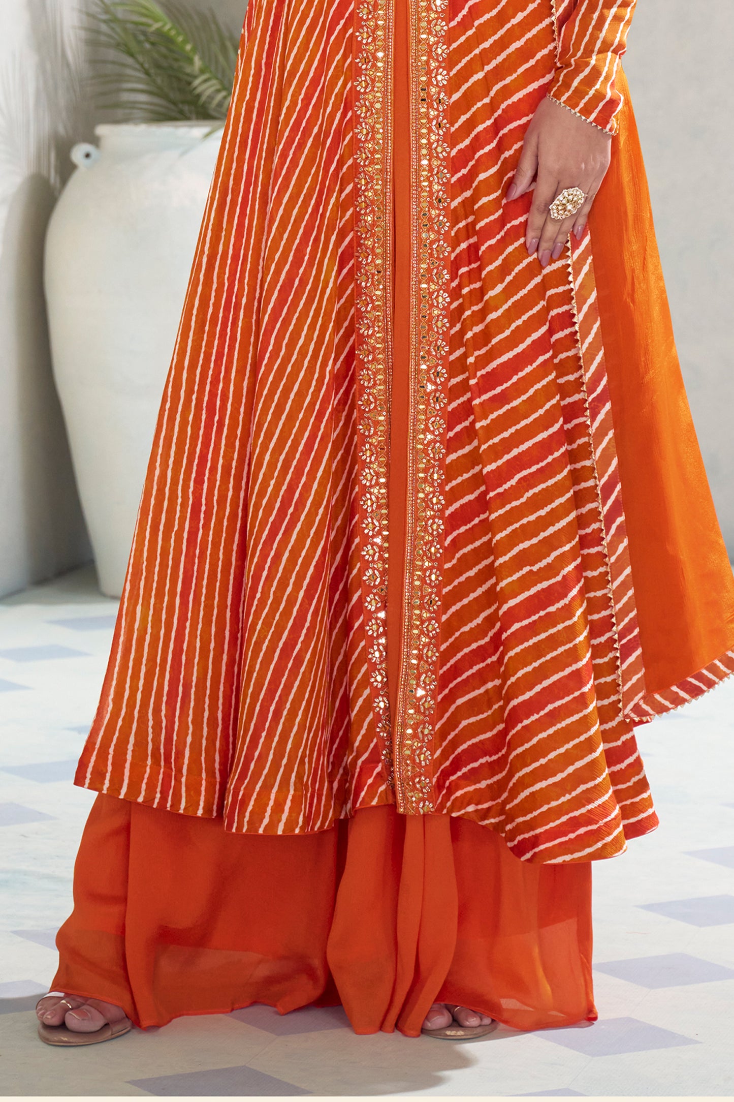 Orange Readymade Embroidered Chinon Suit-SAR13075_6_SareeButa.com