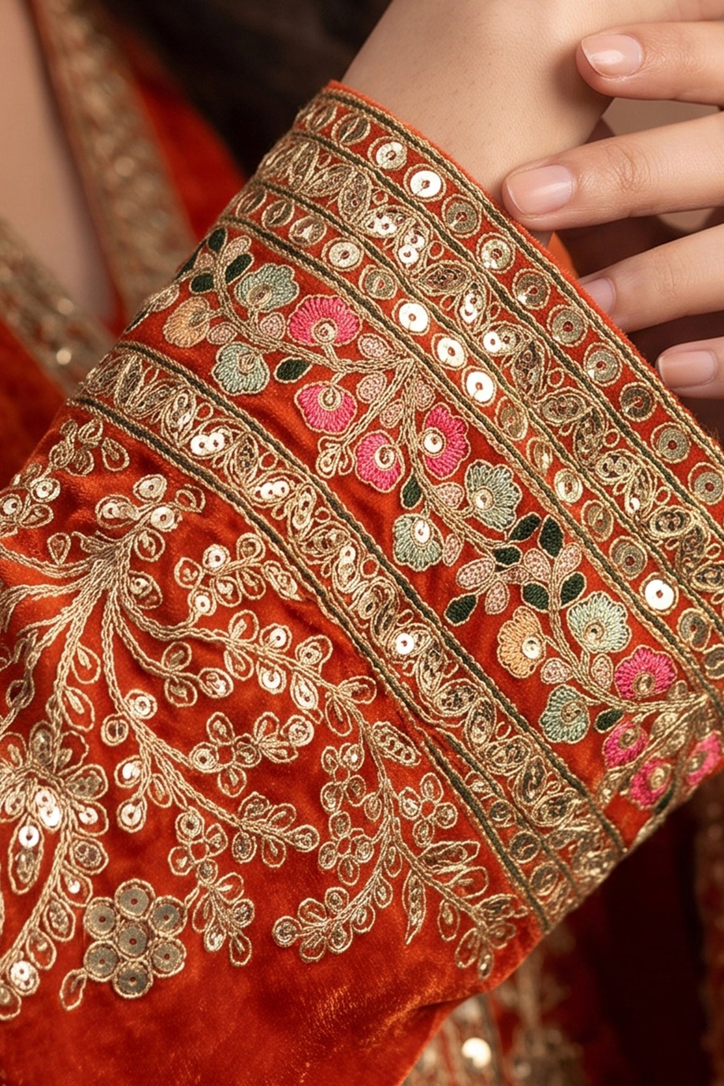 Orange Readymade Embroidered Chinon Suit-SAR13098_3_SareeButa.com