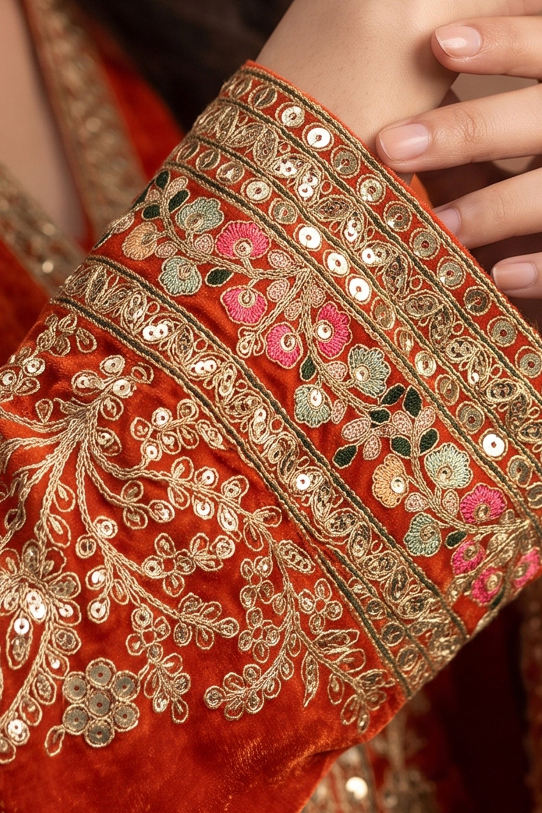 Orange Readymade Embroidered Chinon Suit-SAR13098_3_SareeButa.com