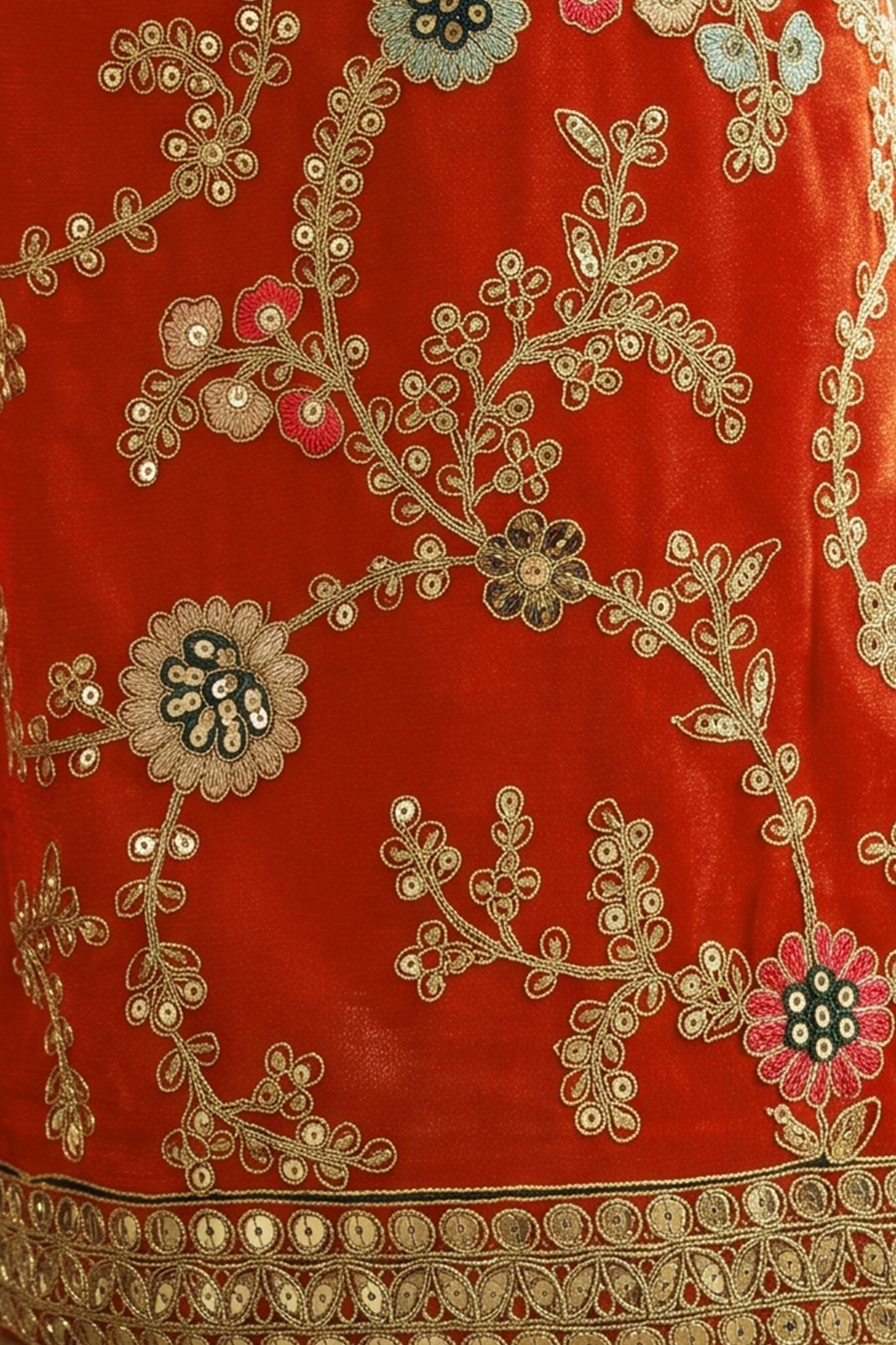 Orange Readymade Embroidered Chinon Suit-SAR13098_4_SareeButa.com