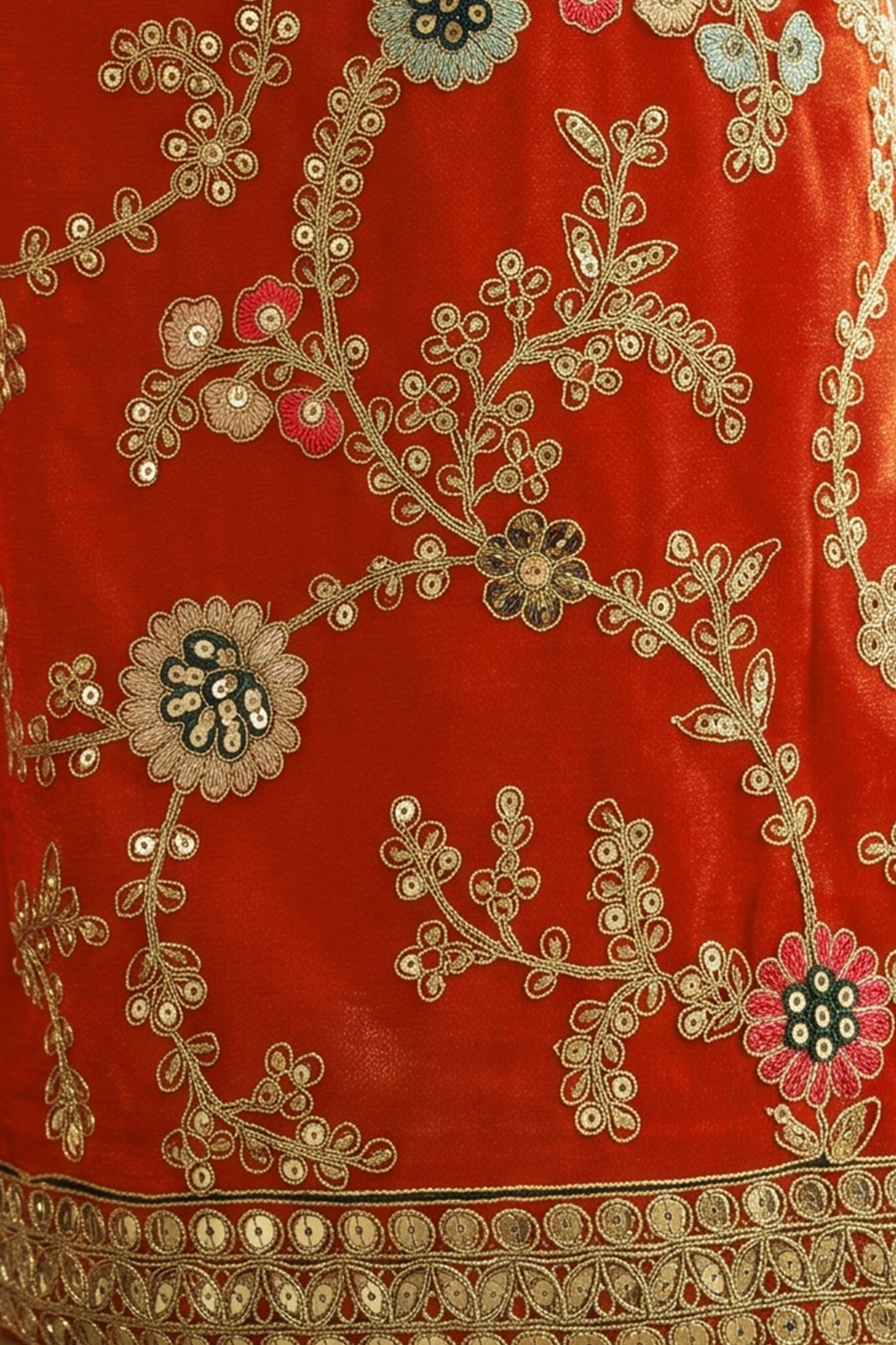 Orange Readymade Embroidered Chinon Suit-SAR13098_4_SareeButa.com
