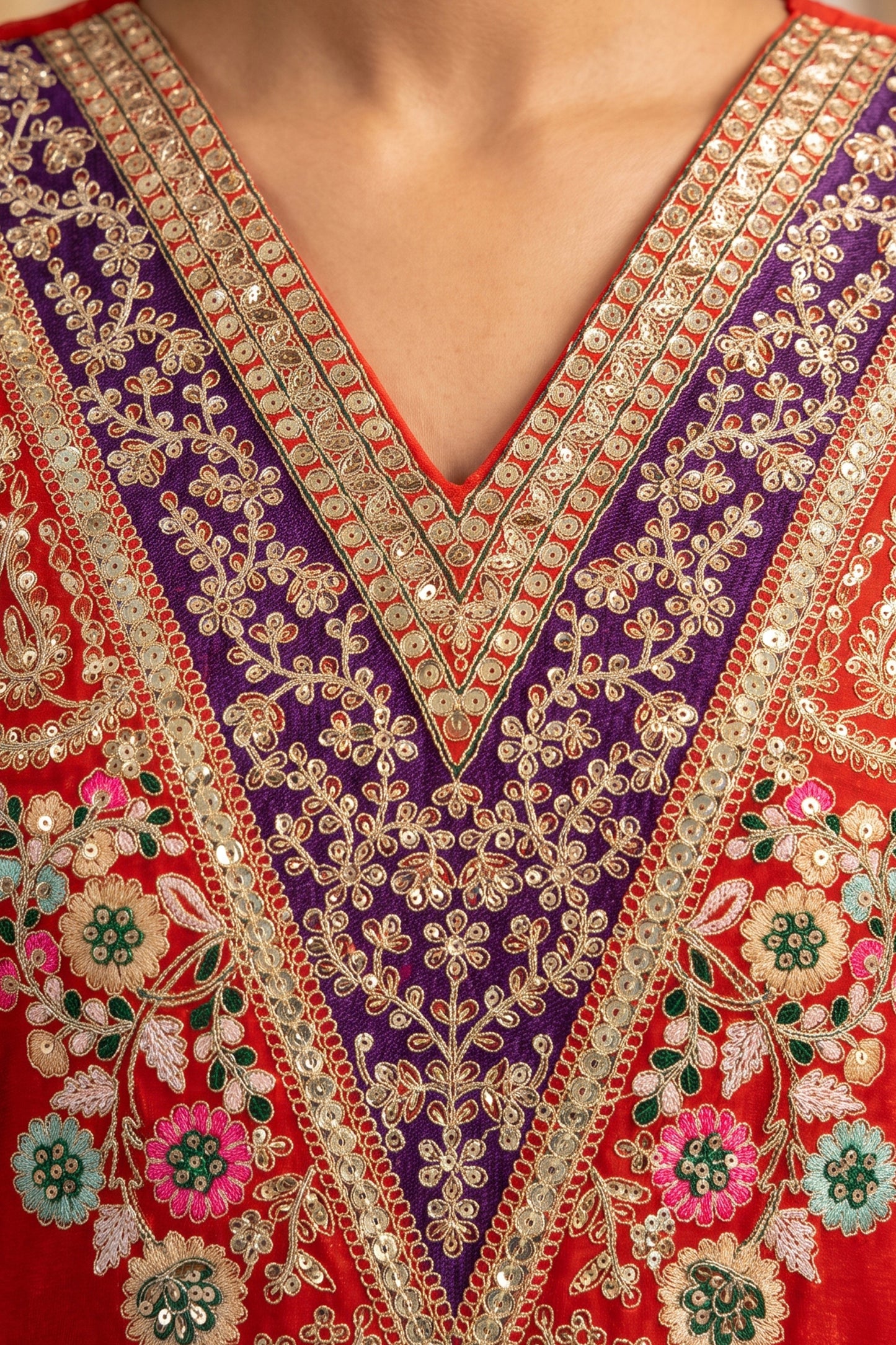Orange Readymade Embroidered Chinon Suit-SAR13098_6_SareeButa.com